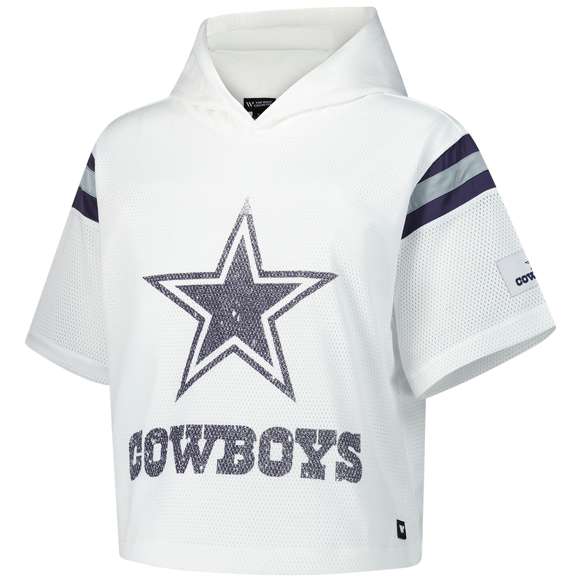 Dallas Cowboys The Wild Collective Women’s Mesh Short Sleeve Hoodie T-Shirt – White Clowdercats