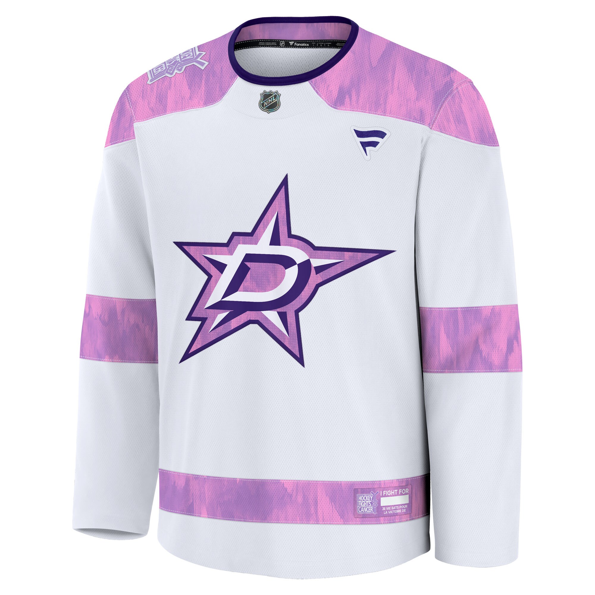 Dallas Stars Fanatics Hockey Fights Cancer Practice Jersey – White Clowdercats