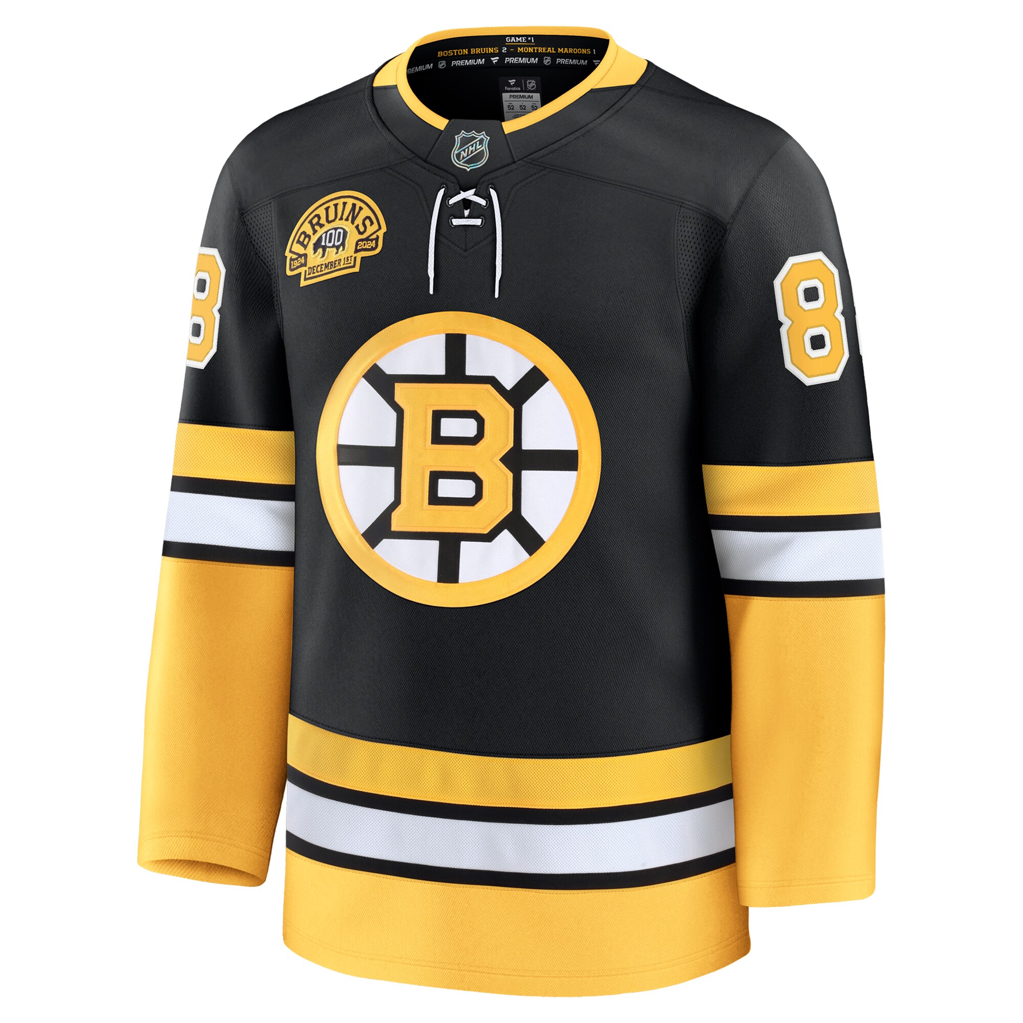 David Pastrnak Boston Bruins Fanatics Alternate 100th Anniversary Premium Jersey – Black Clowdercats