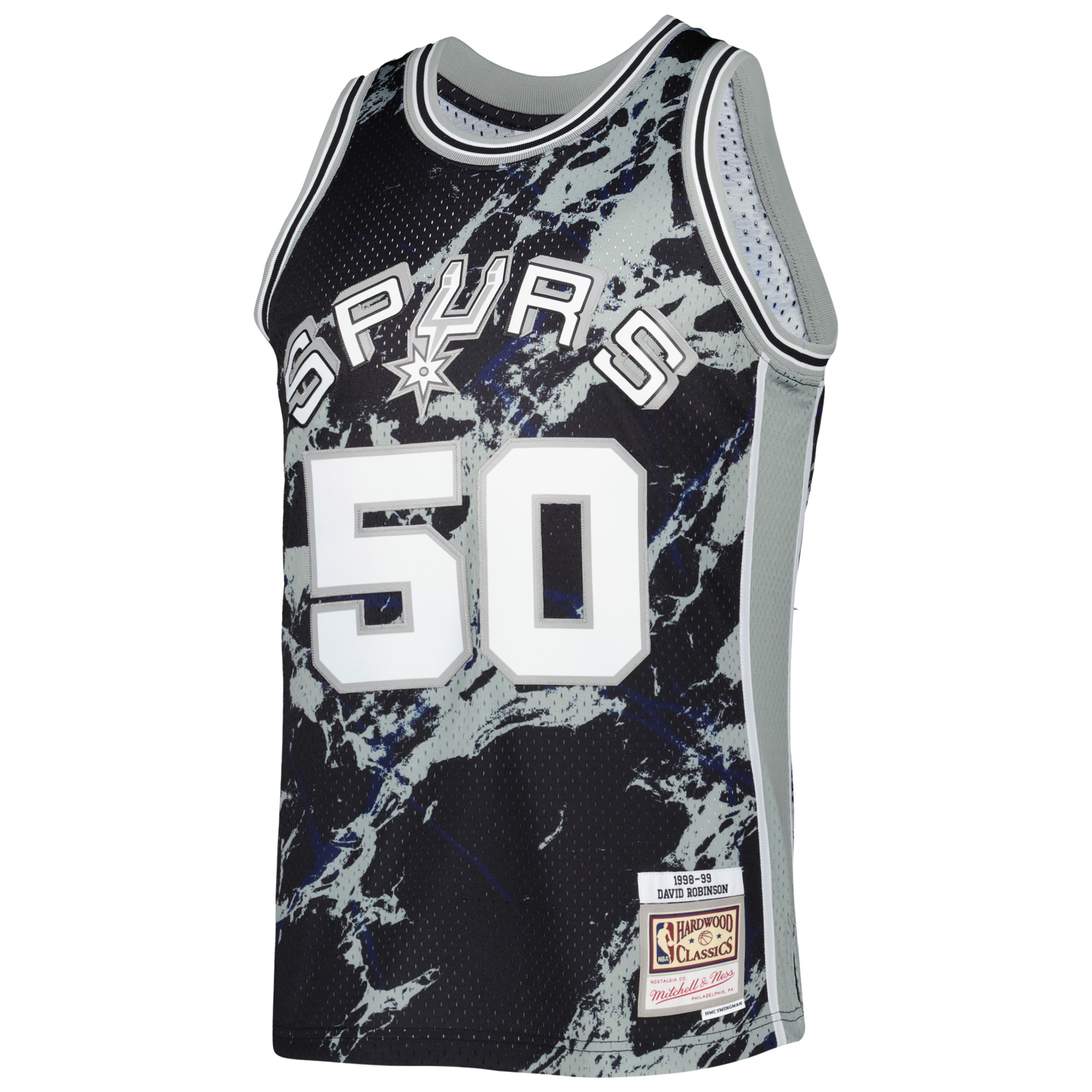 David Robinson San Antonio Spurs Mitchell & Ness 1998/99 Hardwood Classics Marble Swingman Jersey – Black Clowdercats