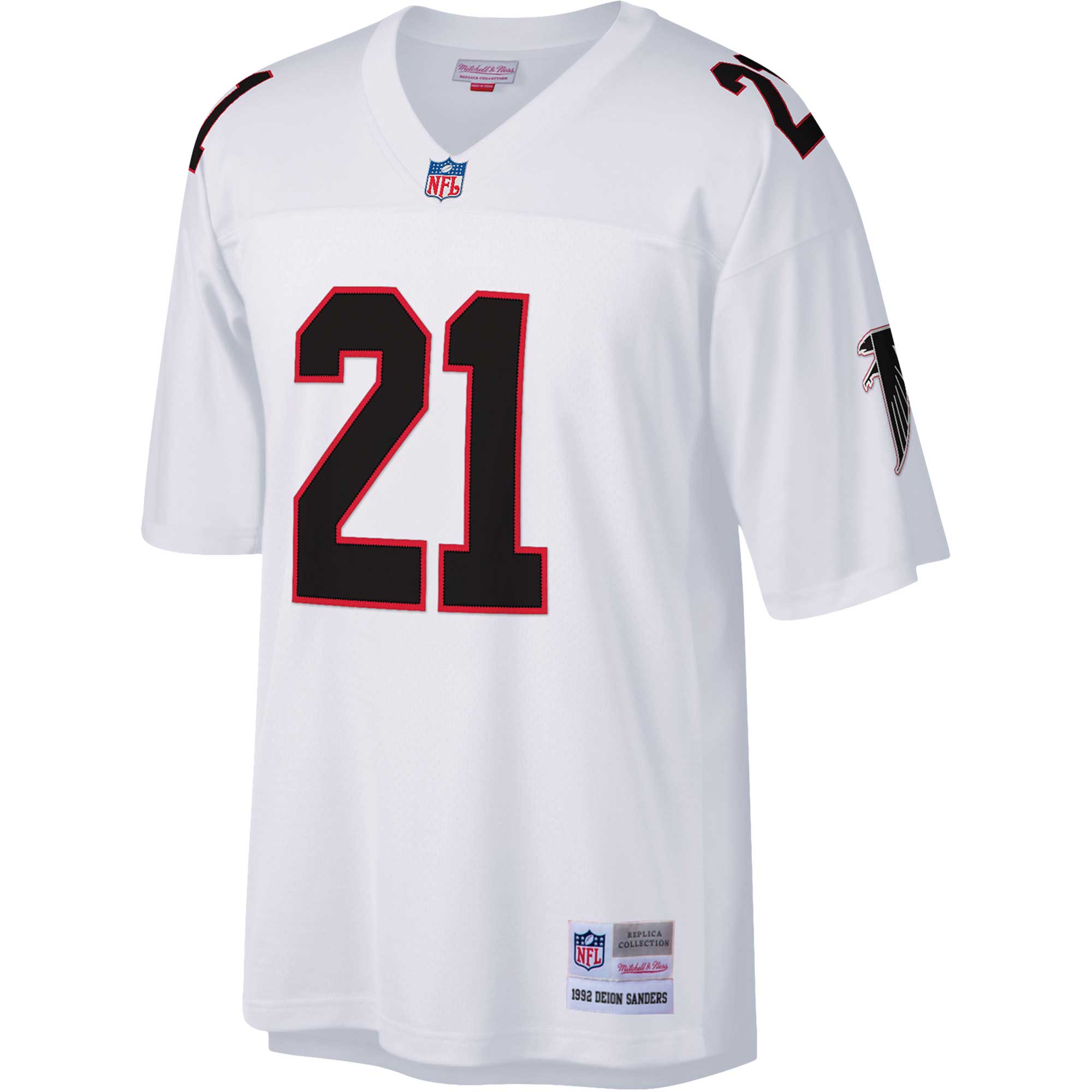 Deion Sanders Atlanta Falcons Mitchell & Ness Big & Tall 1992 Retired Player Replica Jersey – White Clowdercats