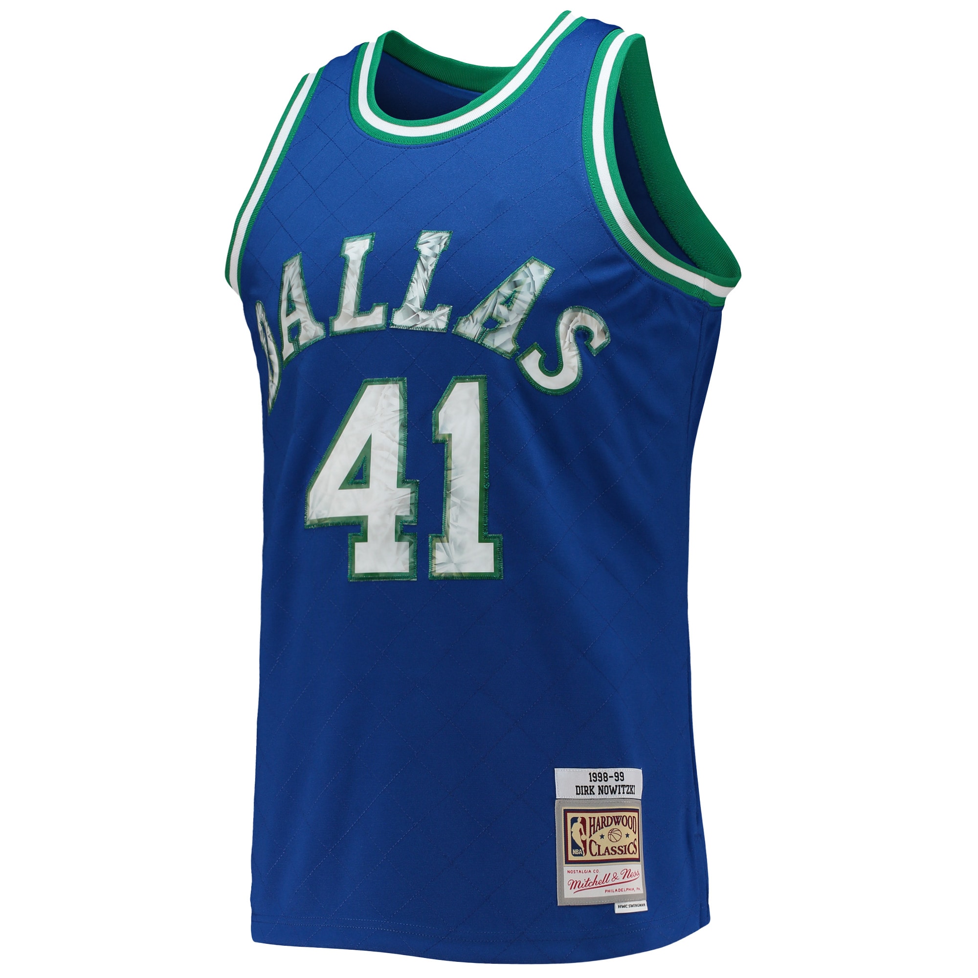 Dirk Nowitzki Dallas Mavericks Mitchell & Ness 1998/99 Hardwood Classics NBA 75th Anniversary Diamond Swingman Jersey – Blue Clowdercats