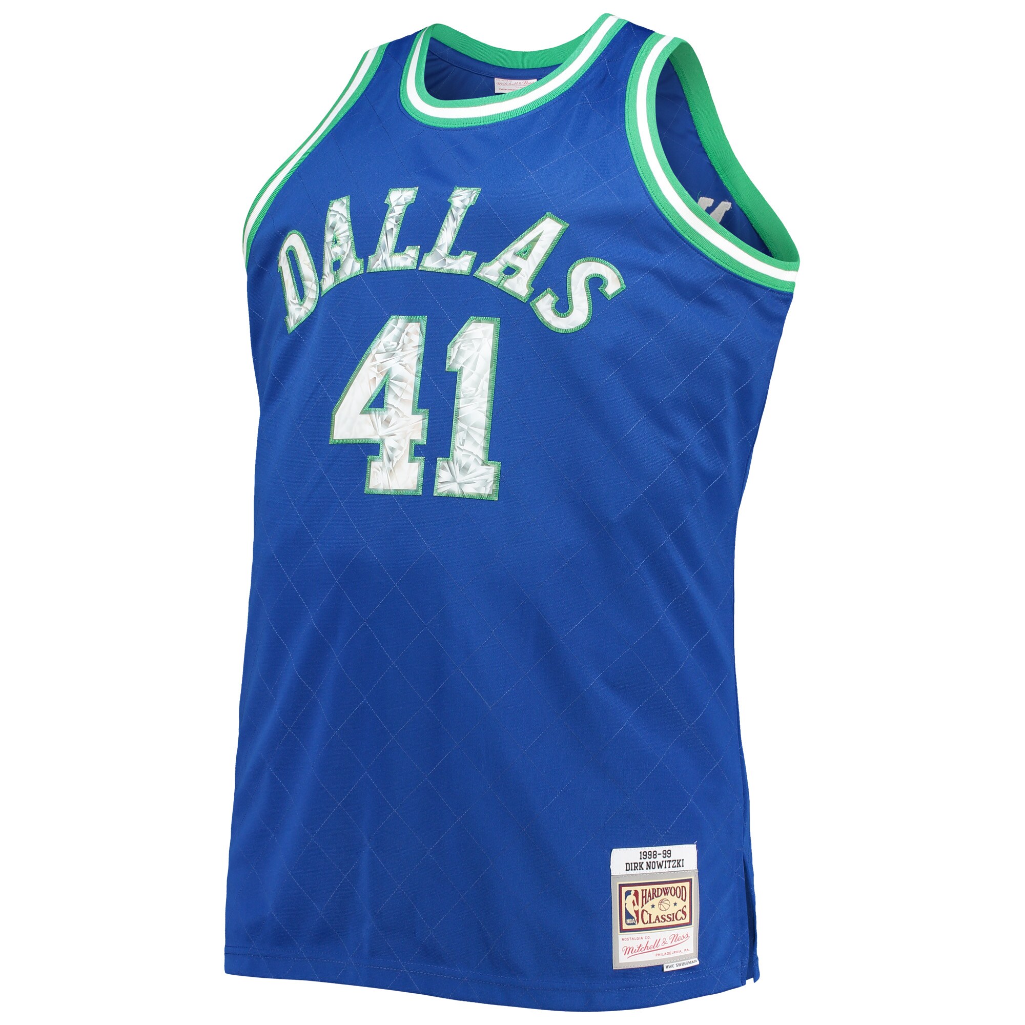 Dirk Nowitzki Dallas Mavericks Mitchell & Ness Big & Tall 1998/99 NBA 75th Anniversary Diamond Swingman Jersey – Blue Clowdercats
