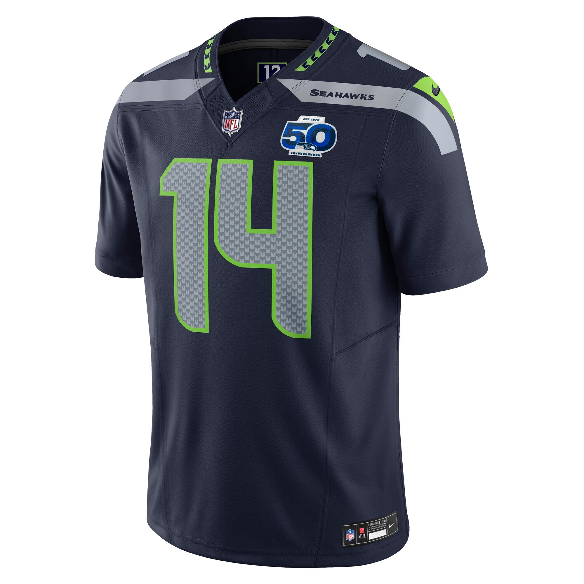 DK Metcalf Seattle Seahawks Nike 50th Season Vapor F.U.S.E. Limited Jersey – College Navy Clowdercats