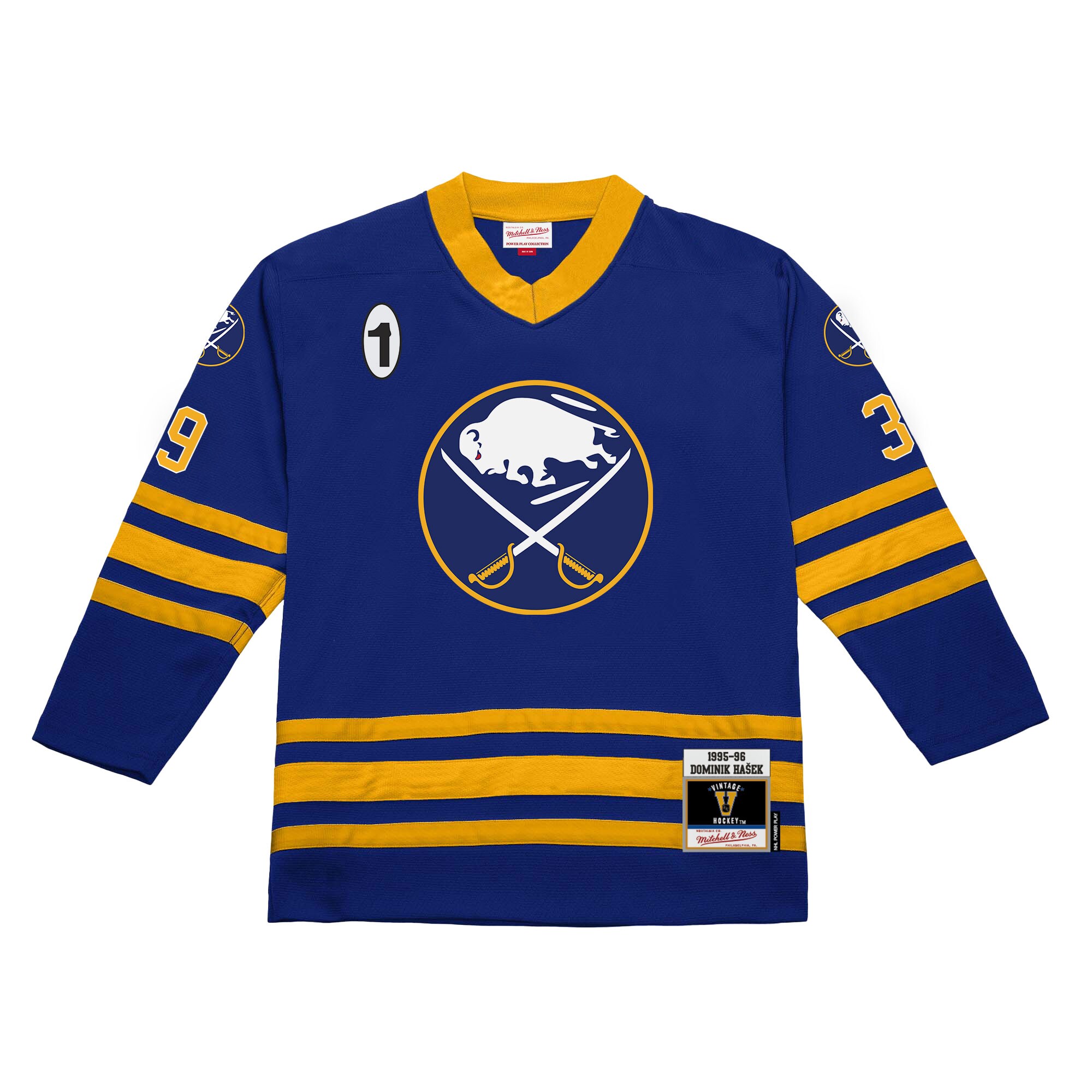 Dominik Hasek Buffalo Sabres Mitchell & Ness 1995-96 Power Play Jersey – Royal Clowdercats