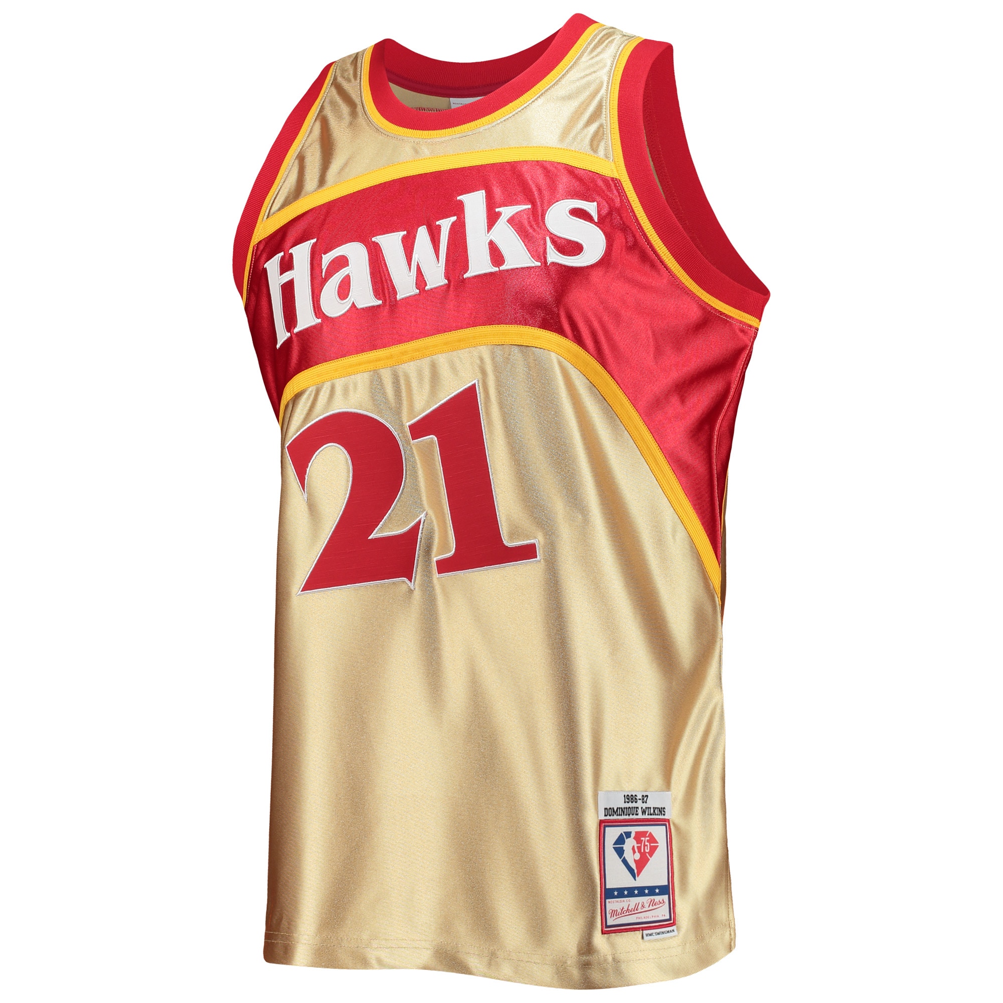 Dominique Wilkins Atlanta Hawks Mitchell & Ness 75th Anniversary 1986/87 Hardwood Classics Swingman Jersey – Gold Clowdercats