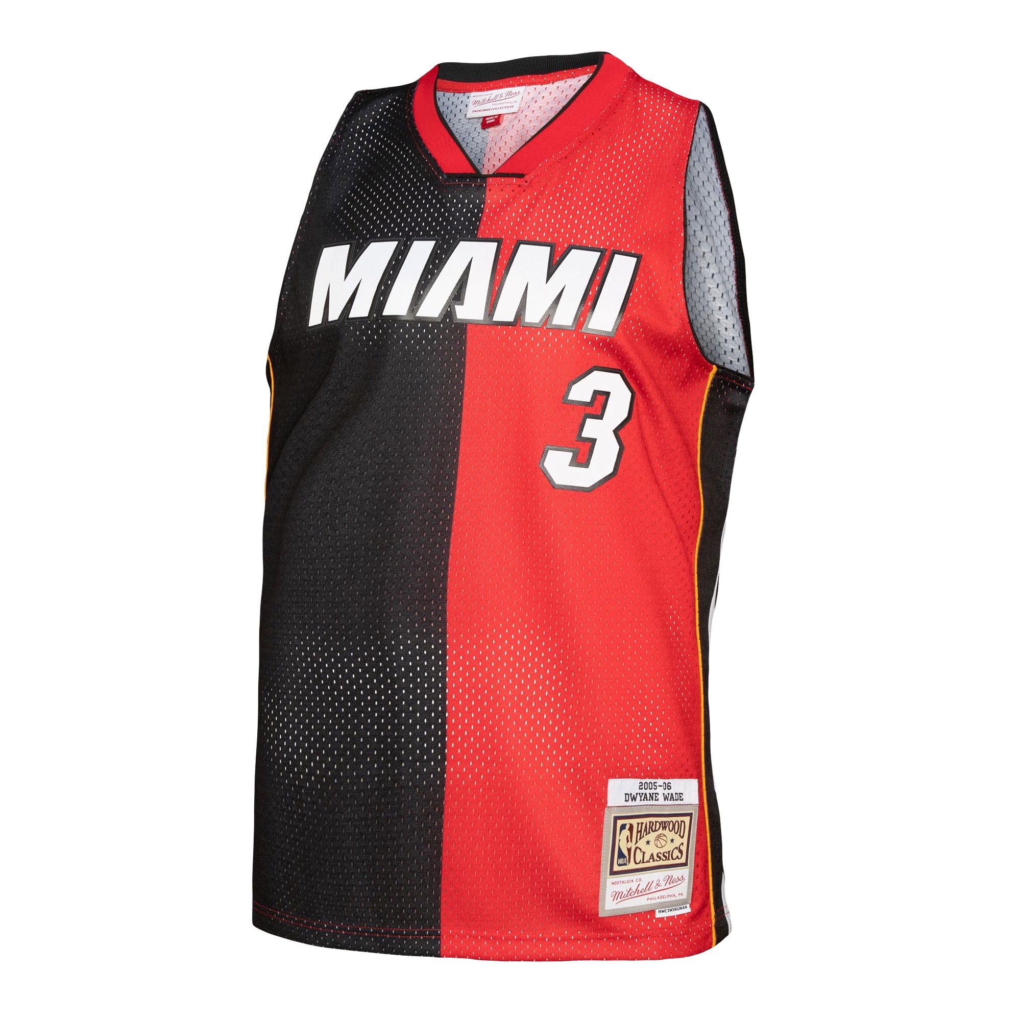 Dwyane Wade Miami Heat Mitchell & Ness Big & Tall Hardwood Classics 2005/06 Split Swingman Jersey – Black/Red Clowdercats