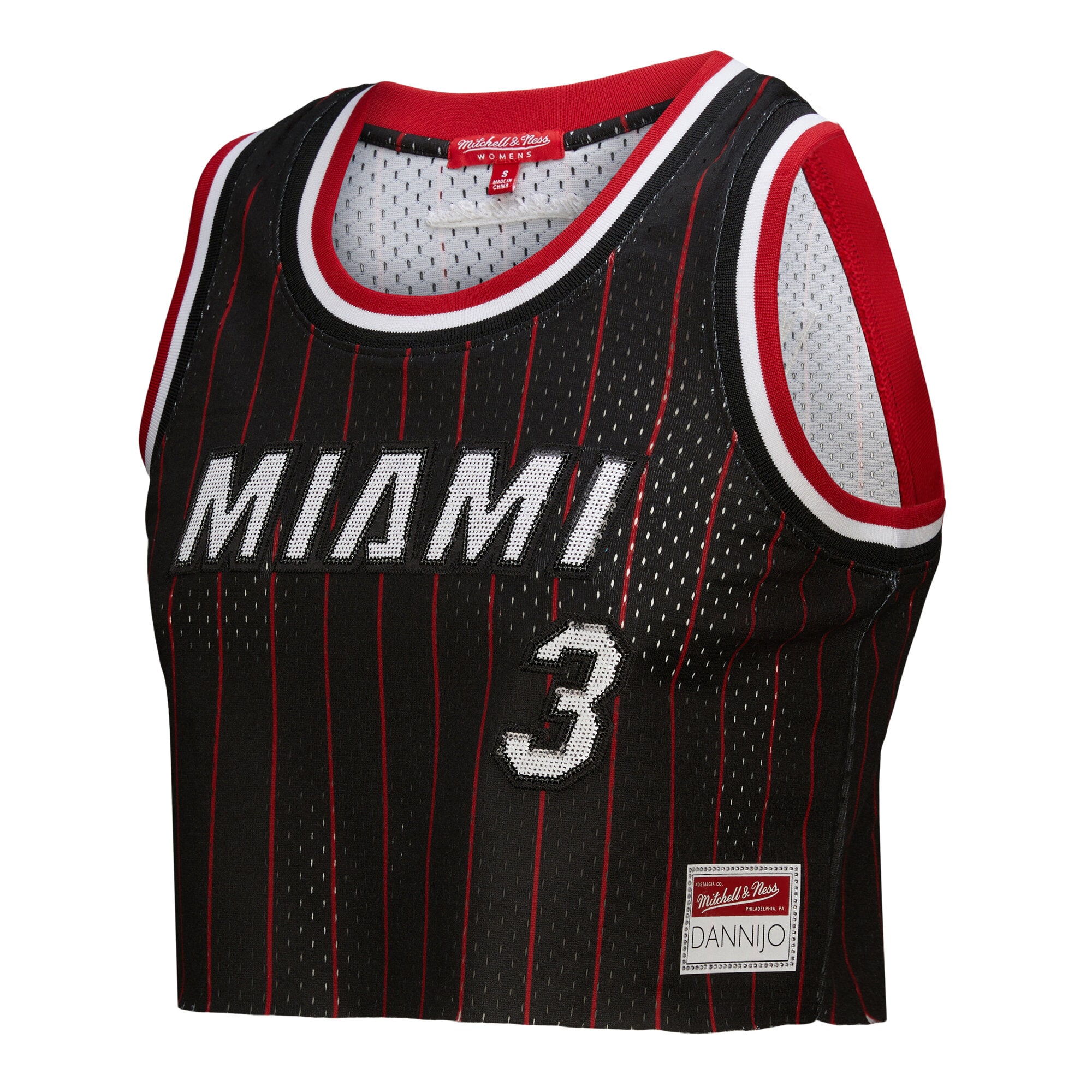 Dwyane Wade Miami Heat Mitchell & Ness x DANNIJO Women’s Fashion Cropped Basketball Jersey – Black Clowdercats