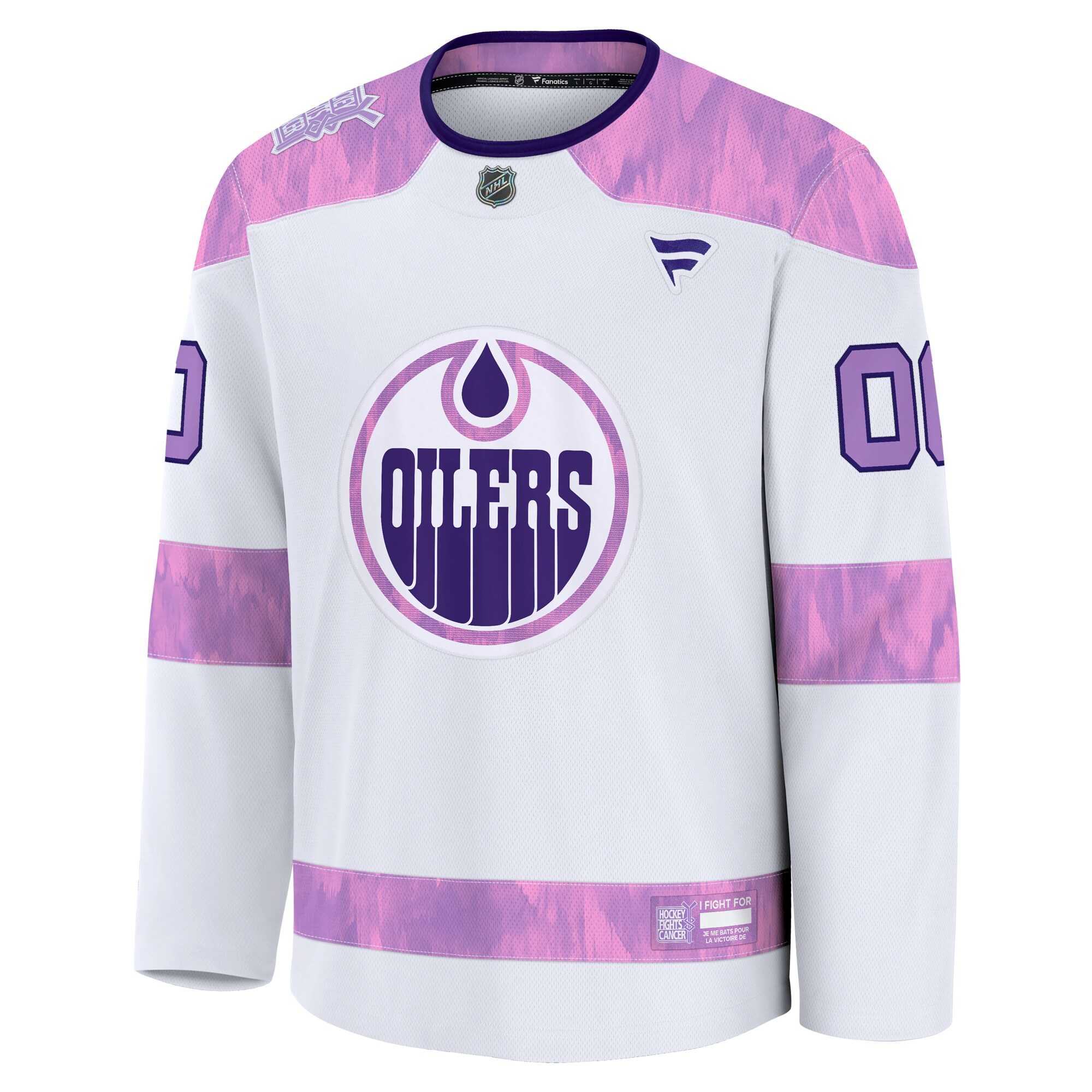 Edmonton Oilers Fanatics 2024 Hockey Fights Cancer Custom Practice Jersey – White Clowdercats