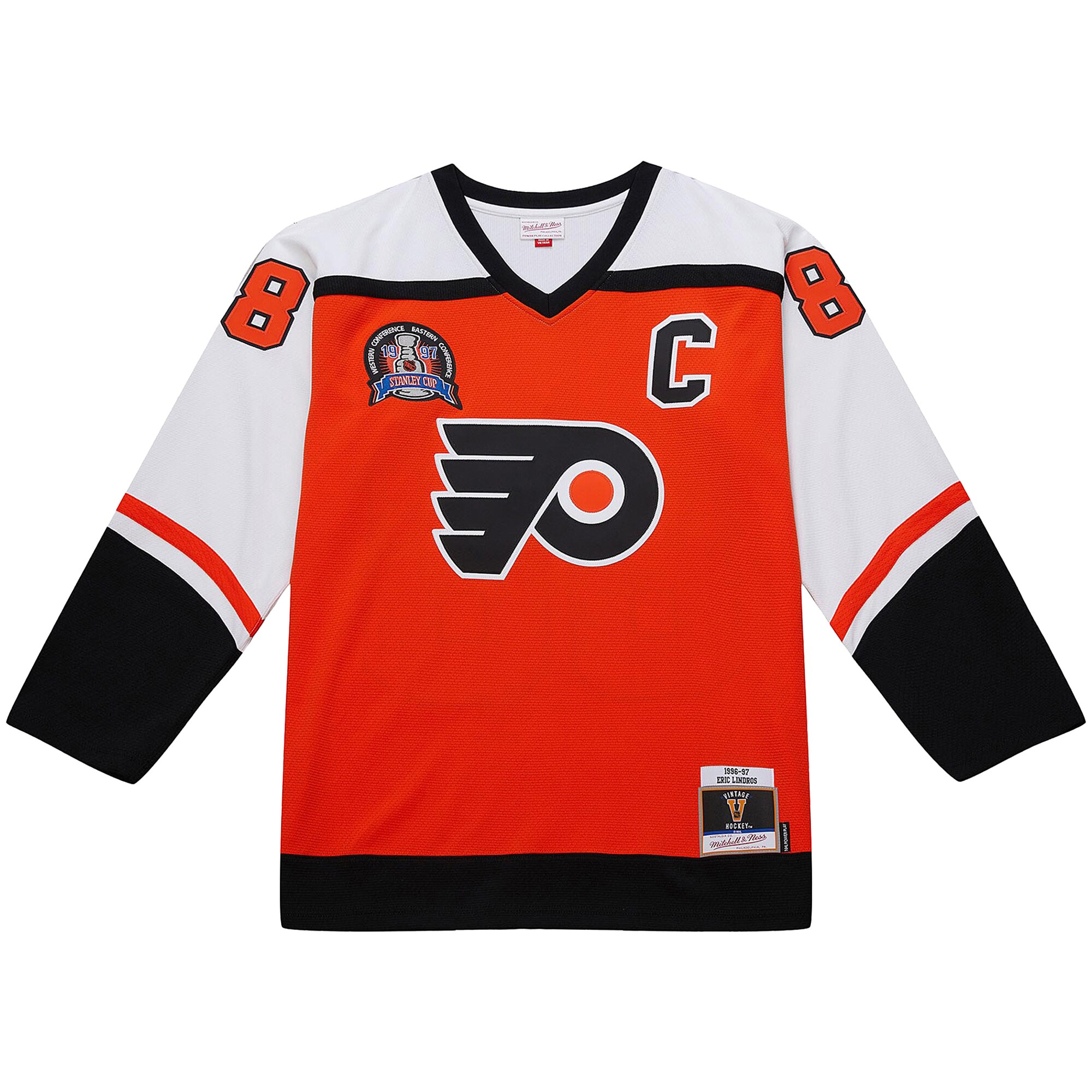 Eric Lindros Philadelphia Flyers Mitchell & Ness Big & Tall 1996-97 Blue Line 2.0 Jersey – Orange Clowdercats
