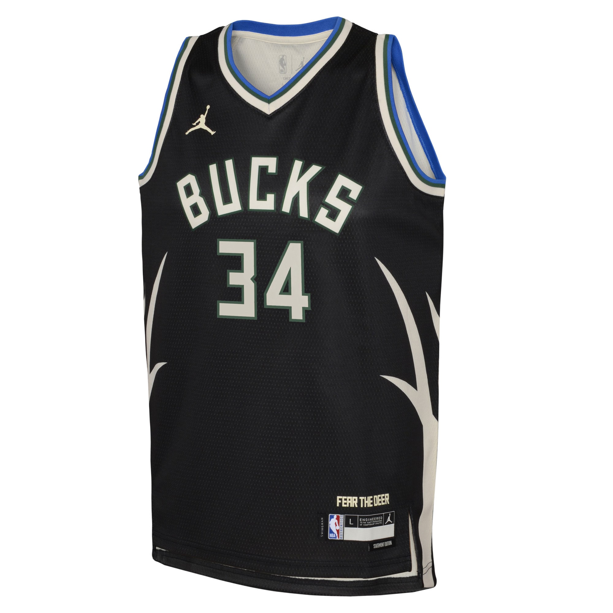 Giannis Antetokounmpo Milwaukee Bucks Jordan Brand Youth Swingman Jersey – Statement Edition – Black Clowdercats