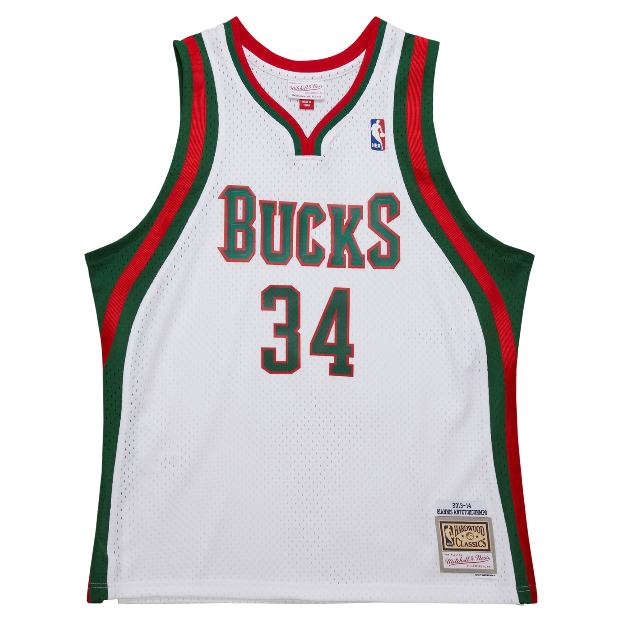 Giannis Antetokounmpo Milwaukee Bucks Mitchell & Ness 2013/14 Hardwood Classics Swingman Jersey – White Clowdercats