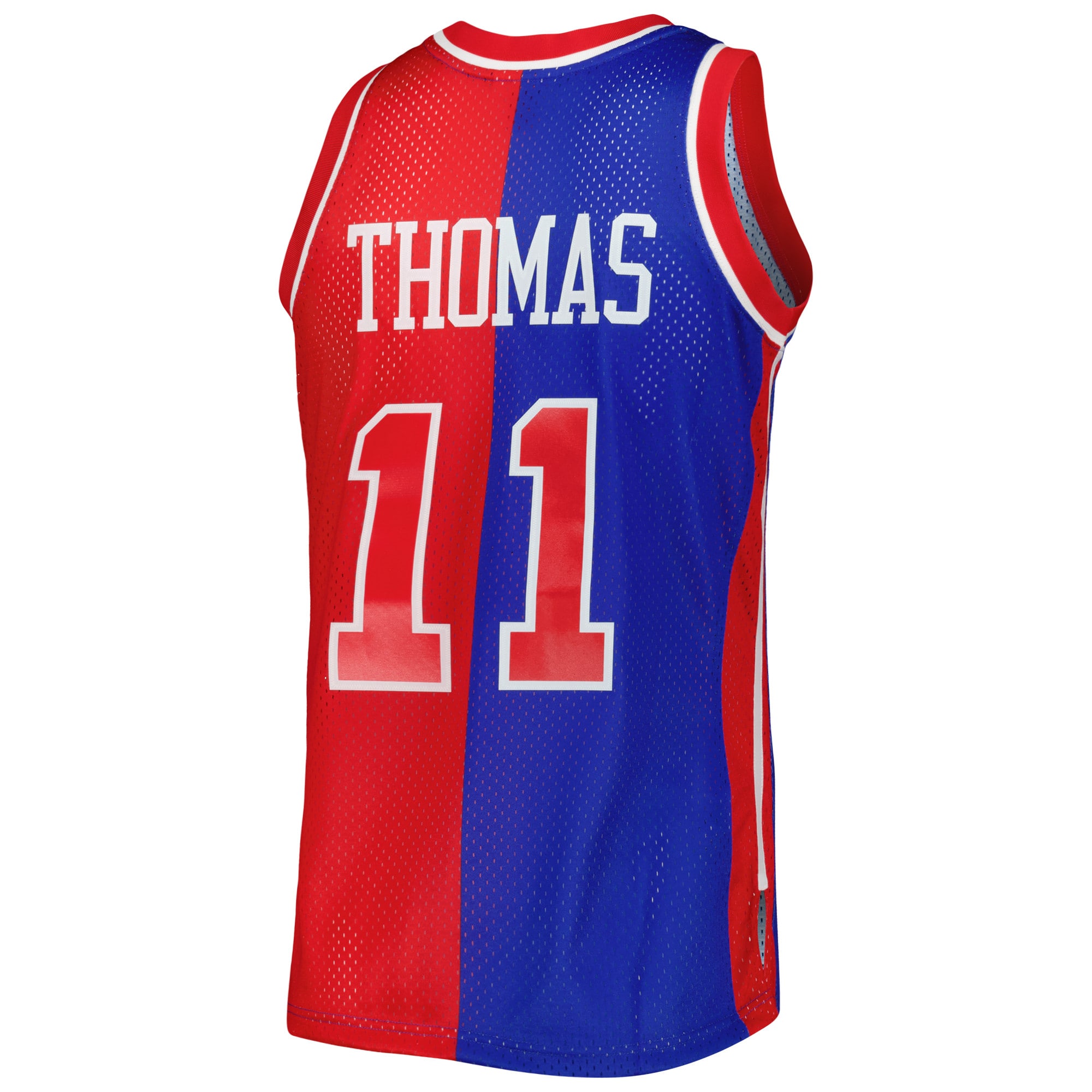 Isiah Thomas Isiah Thomas Mitchell & Ness Hardwood Classics 1988/89 Split Swingman Jersey – Blue/Red Clowdercats