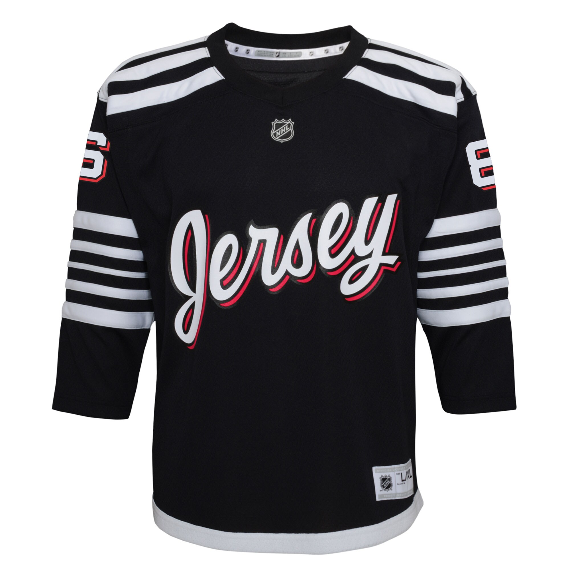 Jack Hughes New Jersey Devils Youth Alternate Replica Player Jersey – Black Clowdercats