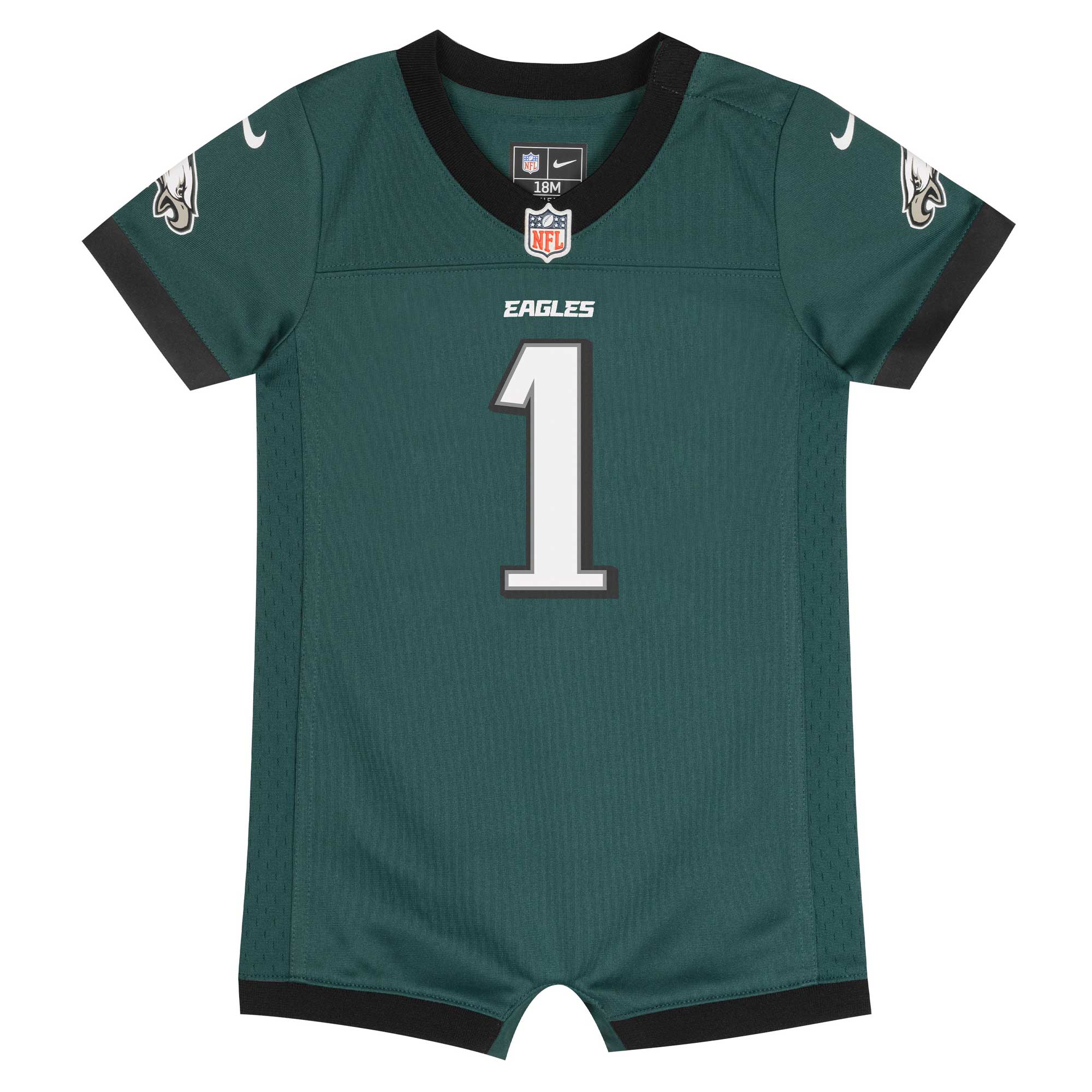 Jalen Hurts Philadelphia Eagles Nike Newborn & Infant Game Romper Jersey – Midnight Green Clowdercats