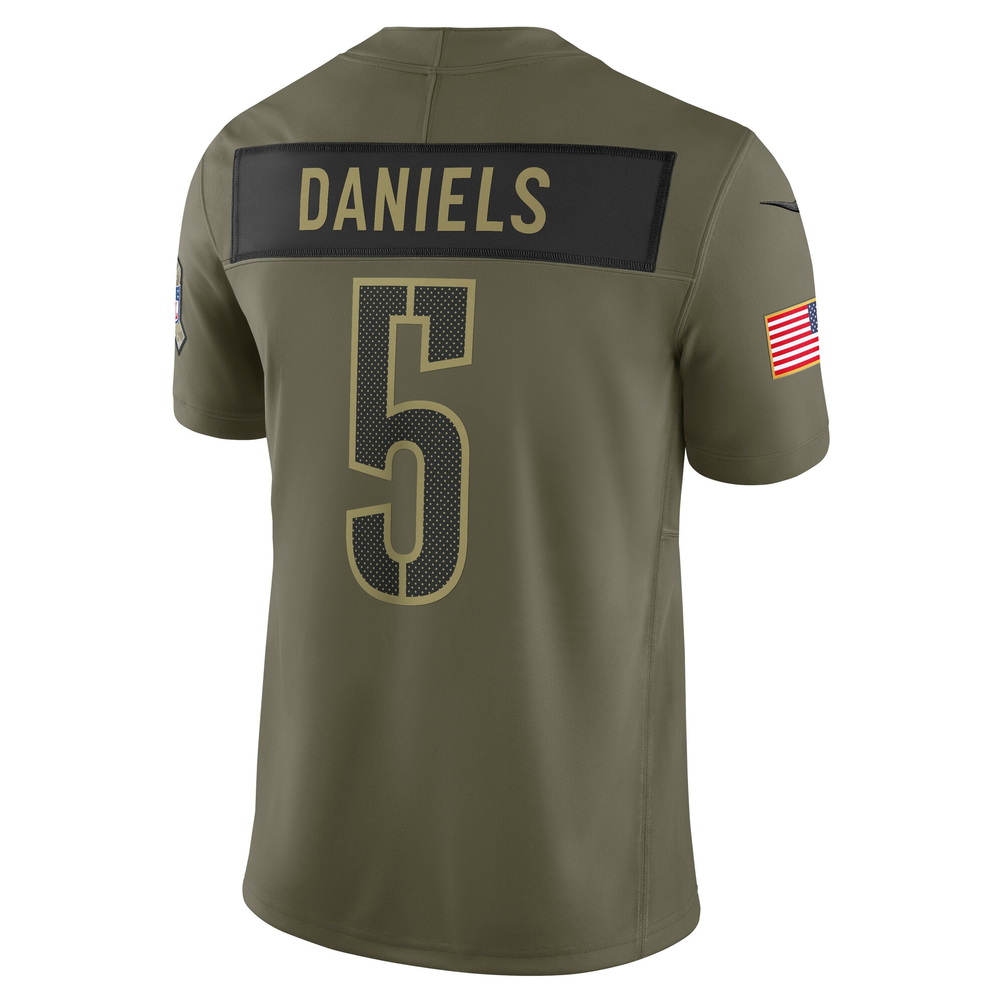 Jayden Daniels Washington Commanders Nike 2025 Salute to Service Limited Jersey – Olive Clowdercats