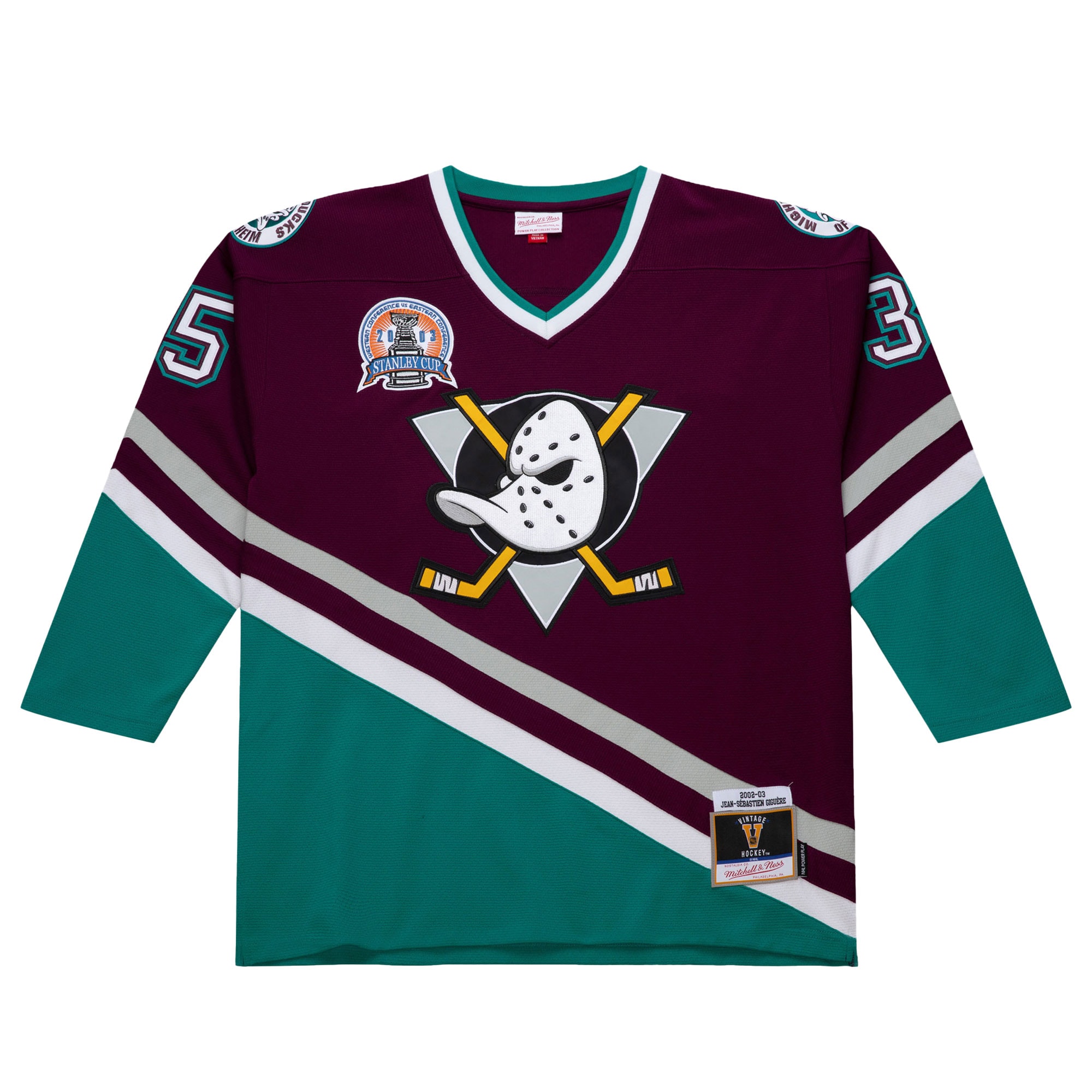 Jean-Sebastien Giguere Anaheim Ducks 2002-03 Power Play Jersey – Purple Clowdercats