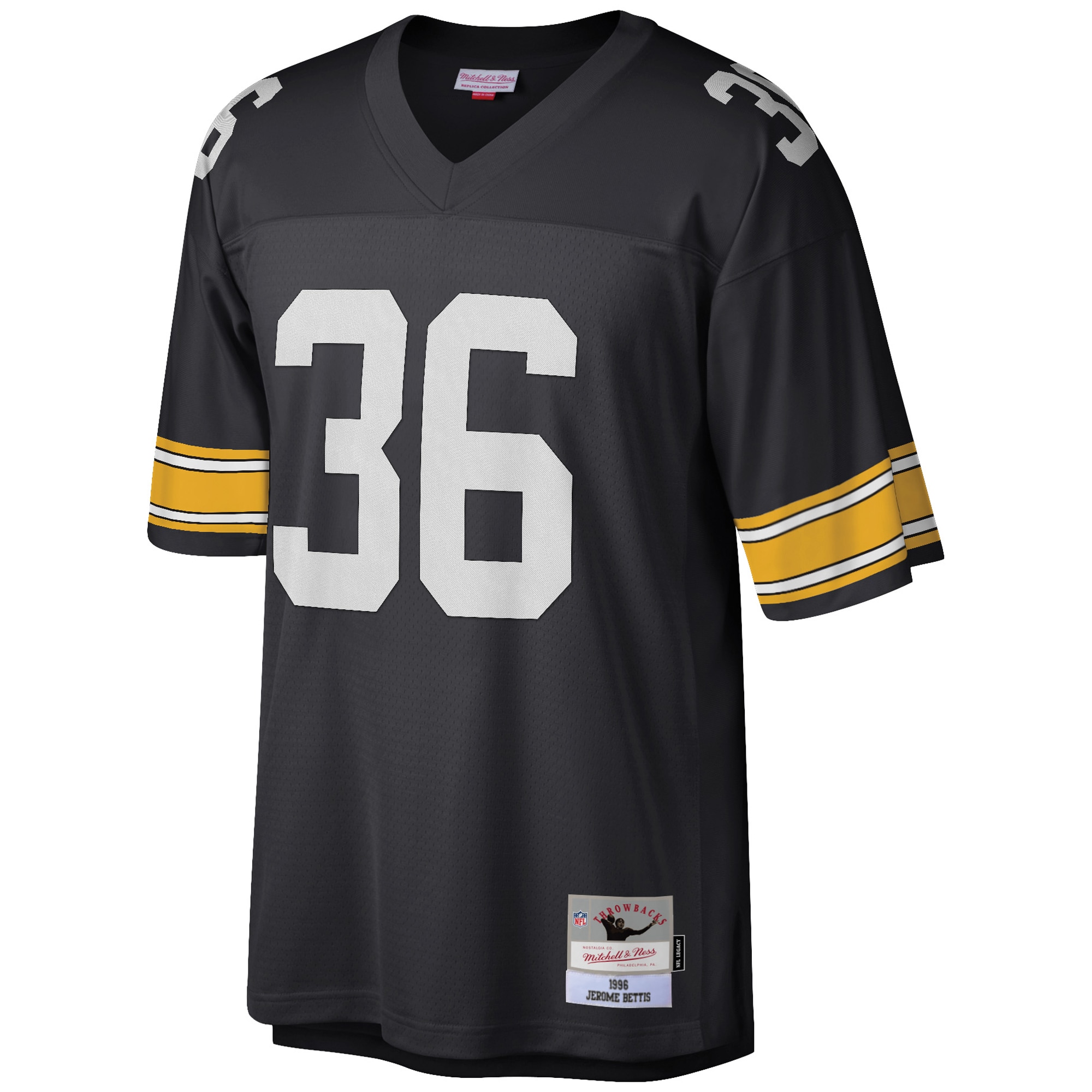 Jerome Bettis Pittsburgh Steelers Mitchell & Ness Big & Tall 1996 Retired Player Replica Jersey – Black Clowdercats