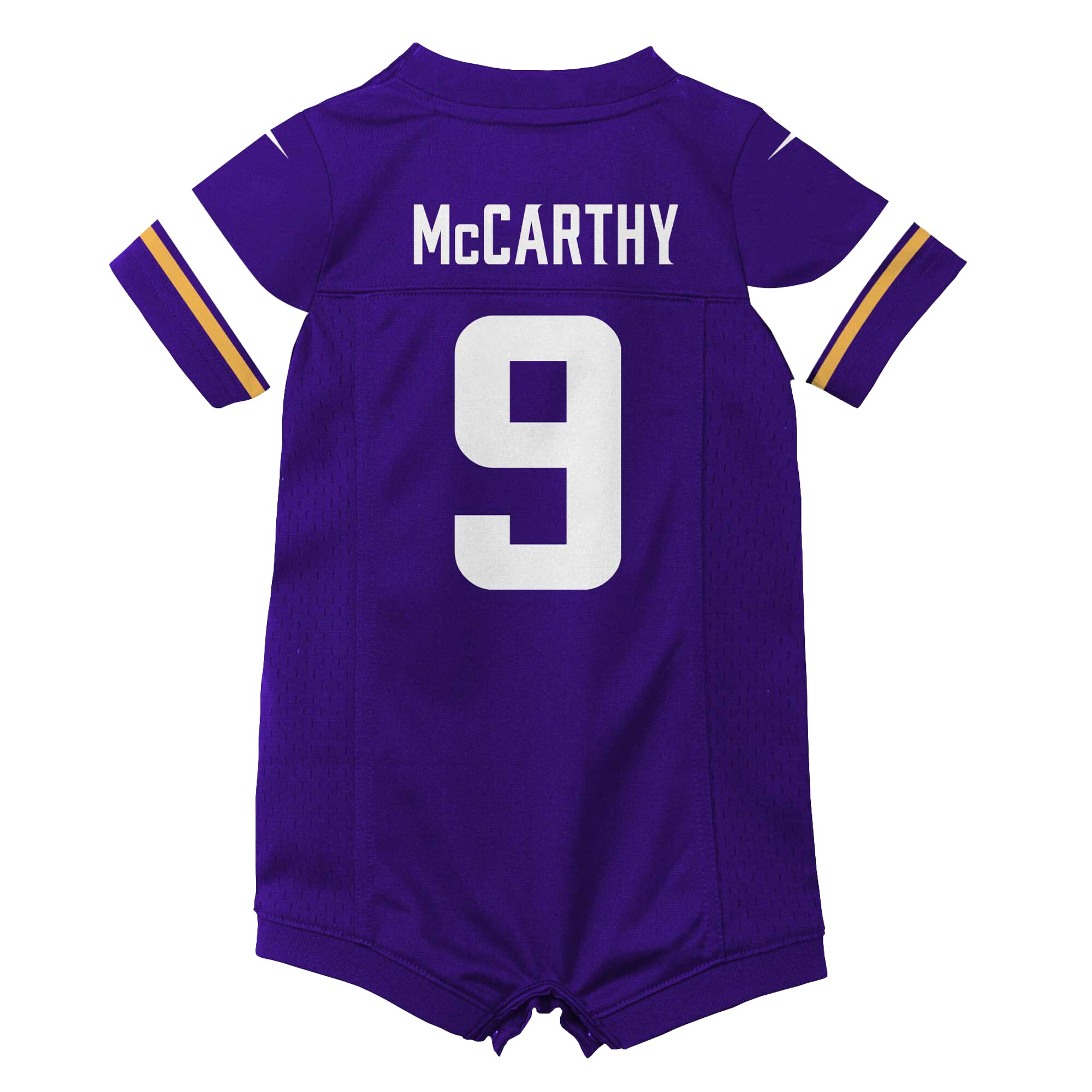 J.J. McCarthy Minnesota Vikings Nike Newborn & Infant Romper Game Jersey – Purple Clowdercats