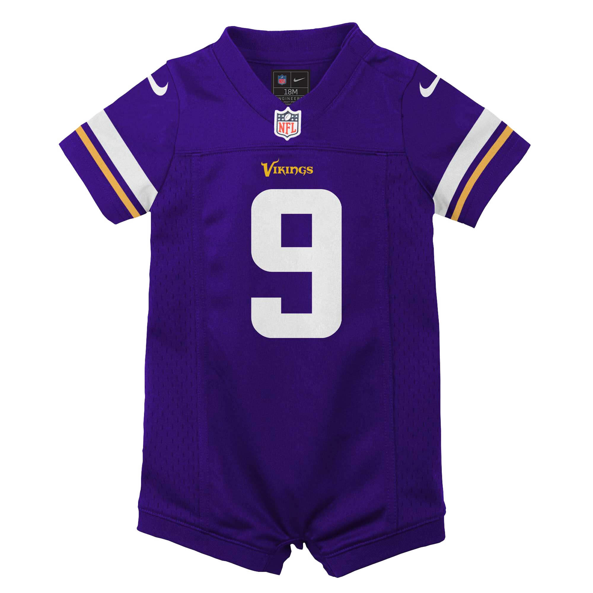 J.J. McCarthy Minnesota Vikings Nike Newborn & Infant Romper Game Jersey – Purple Clowdercats