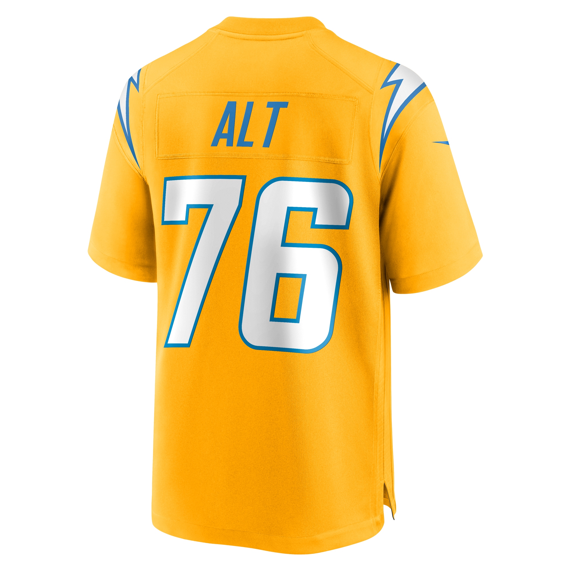 Joe Alt Los Angeles Chargers Nike Alternate Charger Power Game Player Jersey – Gold Clowdercats