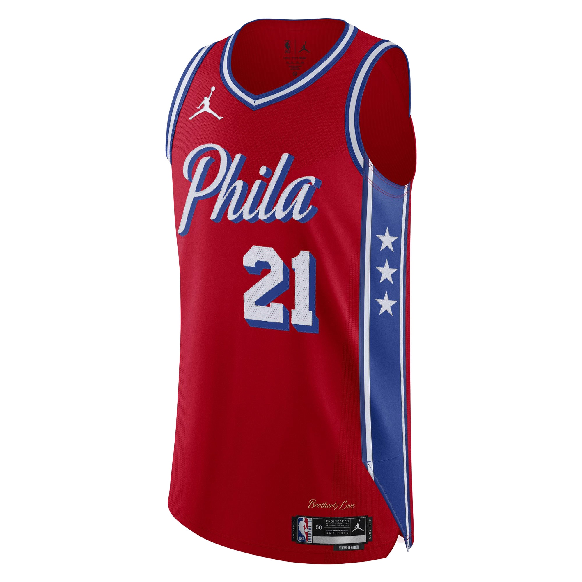 Joel Embiid Philadelphia 76ers Jordan Brand Authentic Player Jersey – Statement Edition – Red Clowdercats