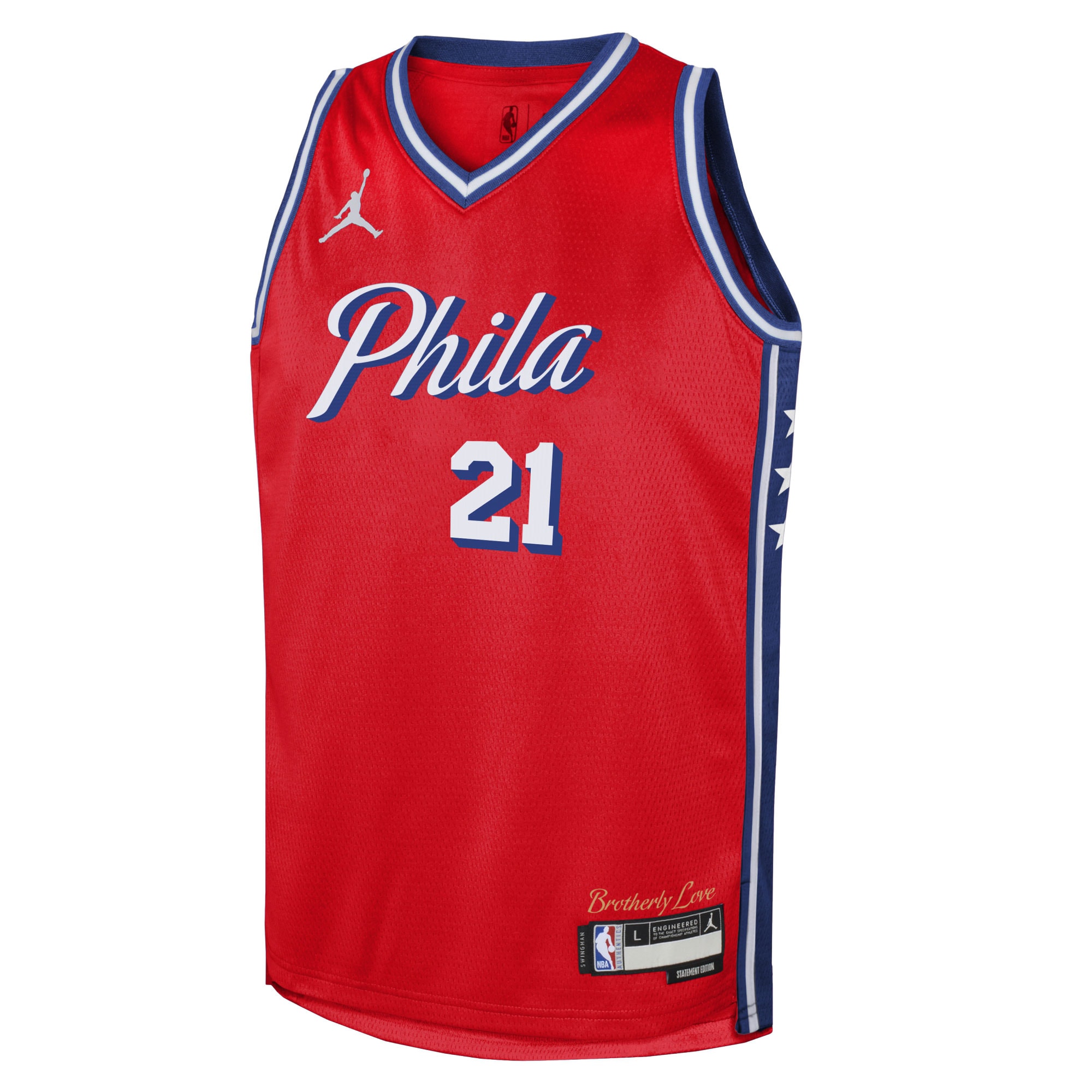 Joel Embiid Philadelphia 76ers Jordan Brand Youth Swingman Jersey – Statement Edition – Red Clowdercats