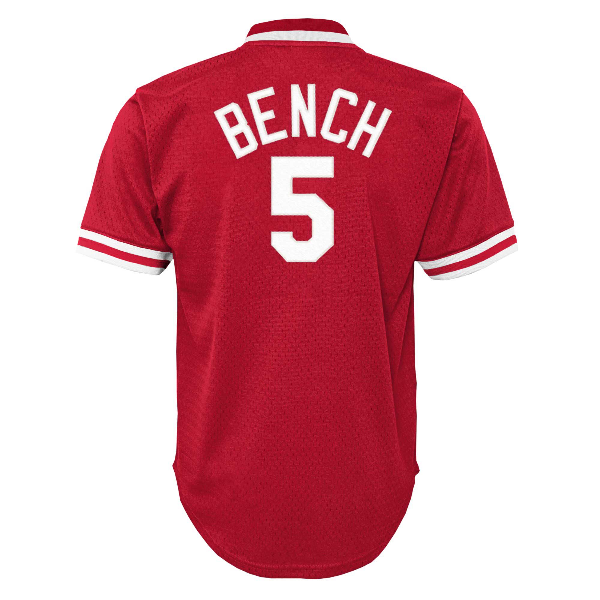 Johnny Bench Cincinnati Reds Mitchell & Ness Youth Cooperstown Collection Mesh Batting Practice Jersey – Red