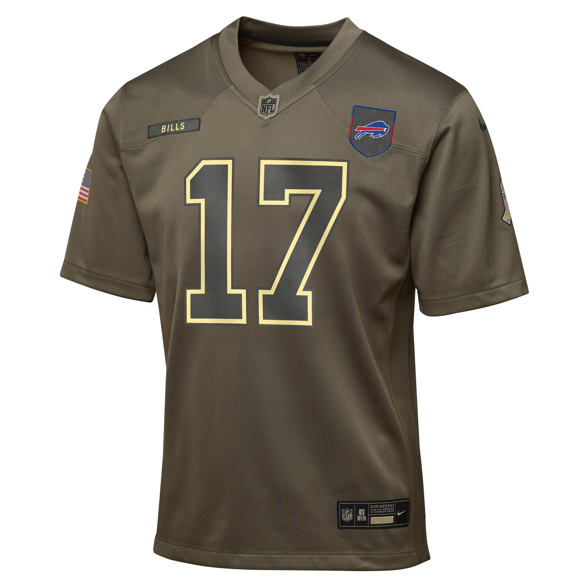 Josh Allen Buffalo Bills Nike Youth 2025 Salute to Service Game Jersey – Olive Clowdercats