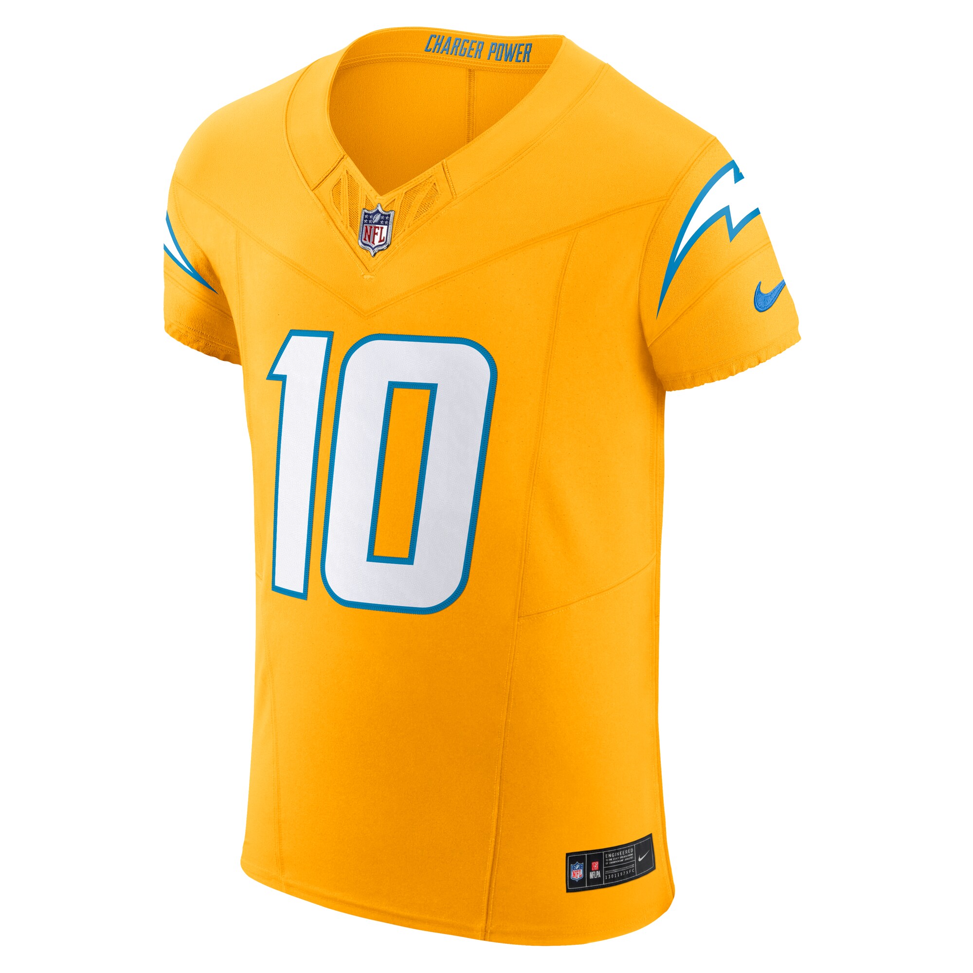 Justin Herbert Los Angeles Chargers Nike Alternate Charger Power Vapor F.U.S.E. Elite Jersey – Gold Clowdercats