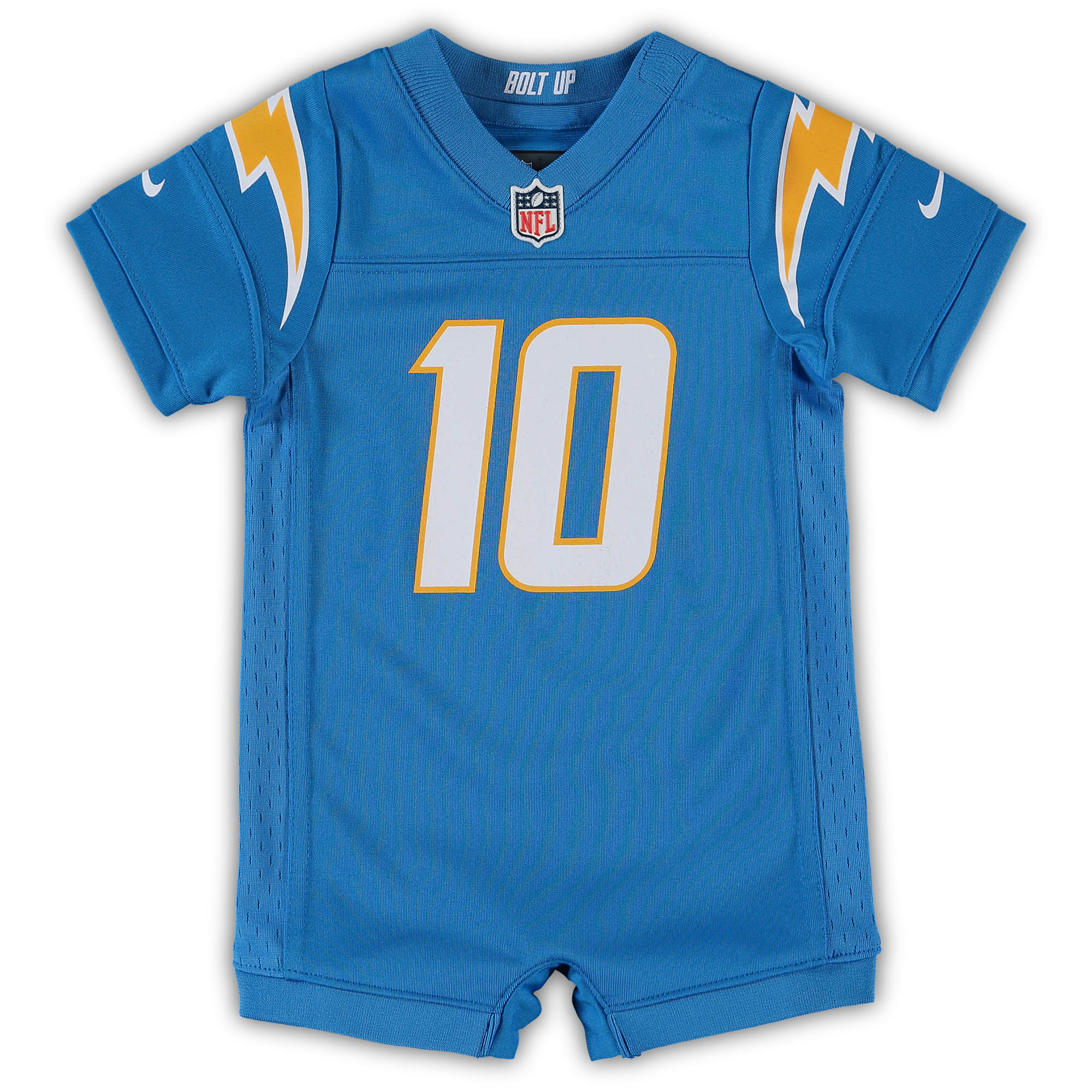 Justin Herbert Los Angeles Chargers Nike Infant Game Romper Jersey – Powder Blue Clowdercats