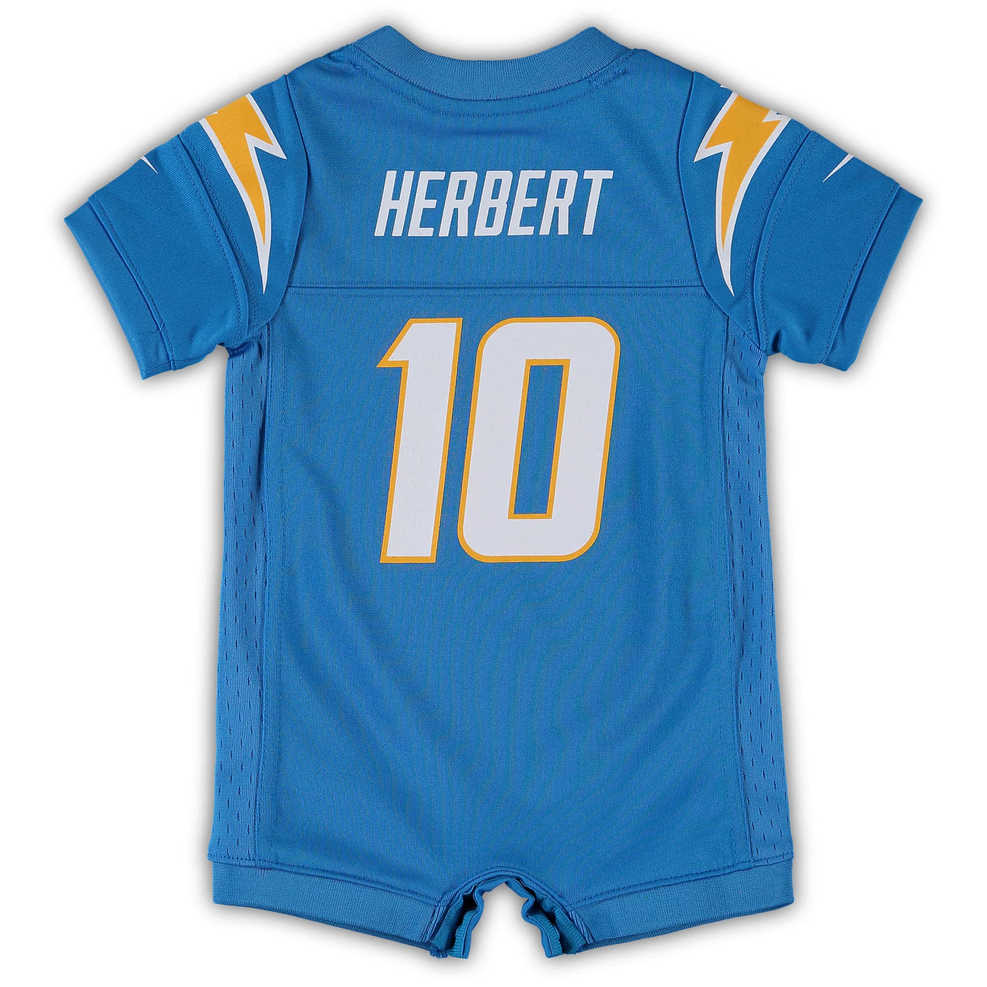 Justin Herbert Los Angeles Chargers Nike Infant Game Romper Jersey – Powder Blue Clowdercats