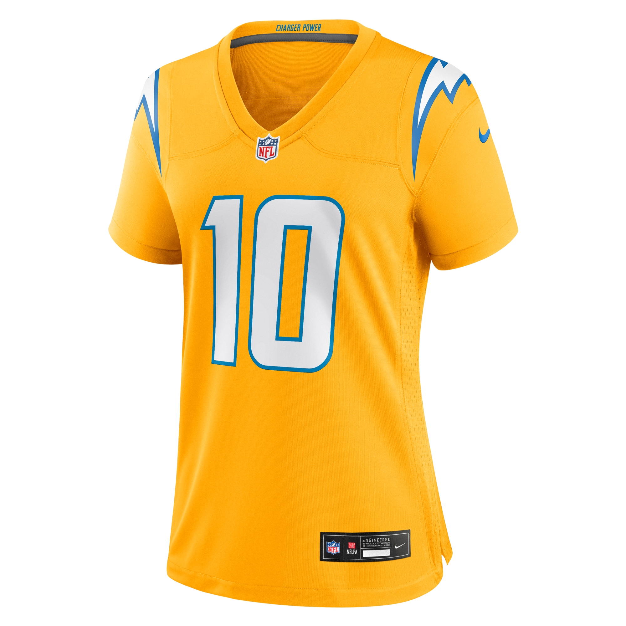 Justin Herbert Los Angeles Chargers Nike Women’s Alternate Charger Power Game Jersey – Gold Clowdercats