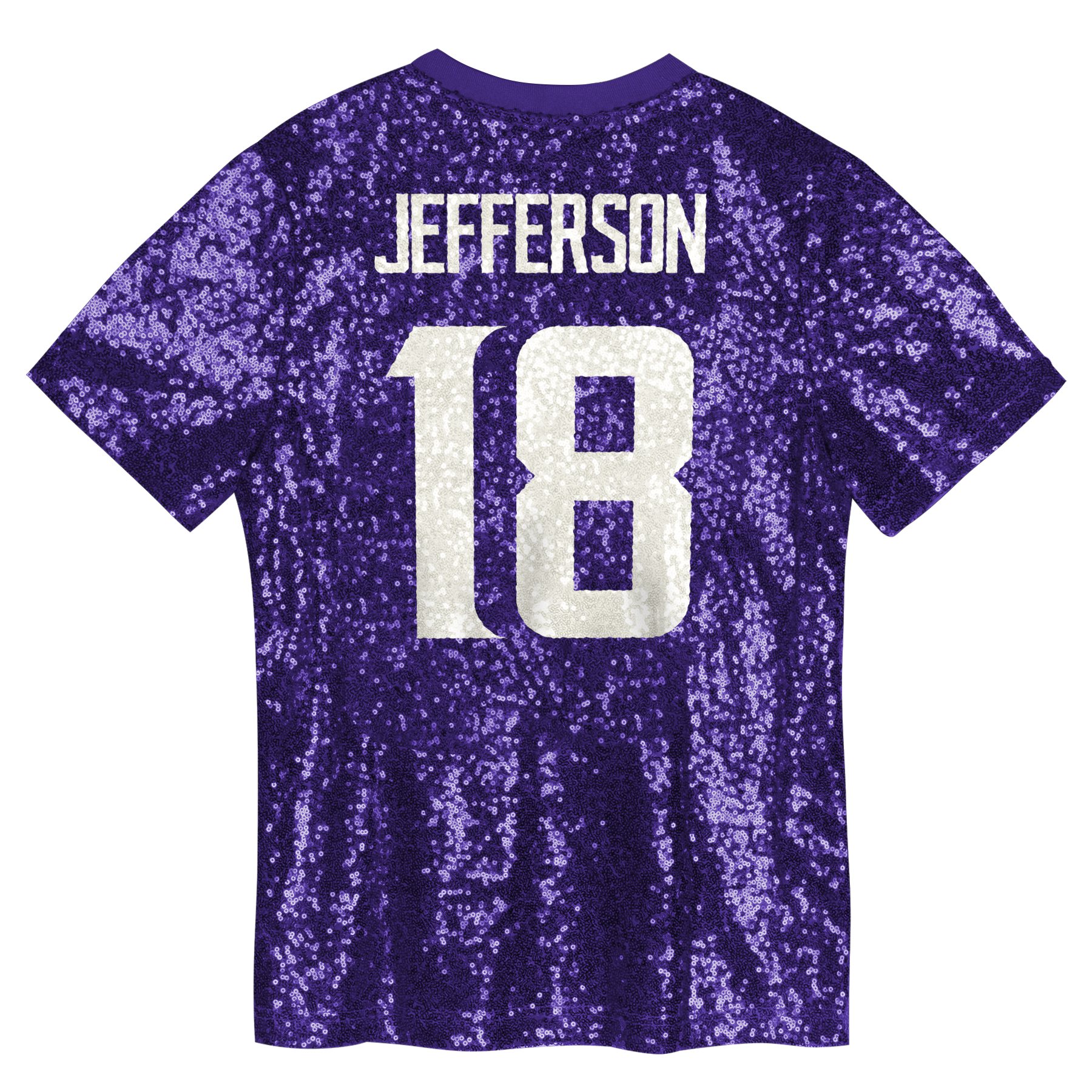 Justin Jefferson Minnesota Vikings Girls Youth Sequin V-Neck Fashion Jersey – Purple Clowdercats