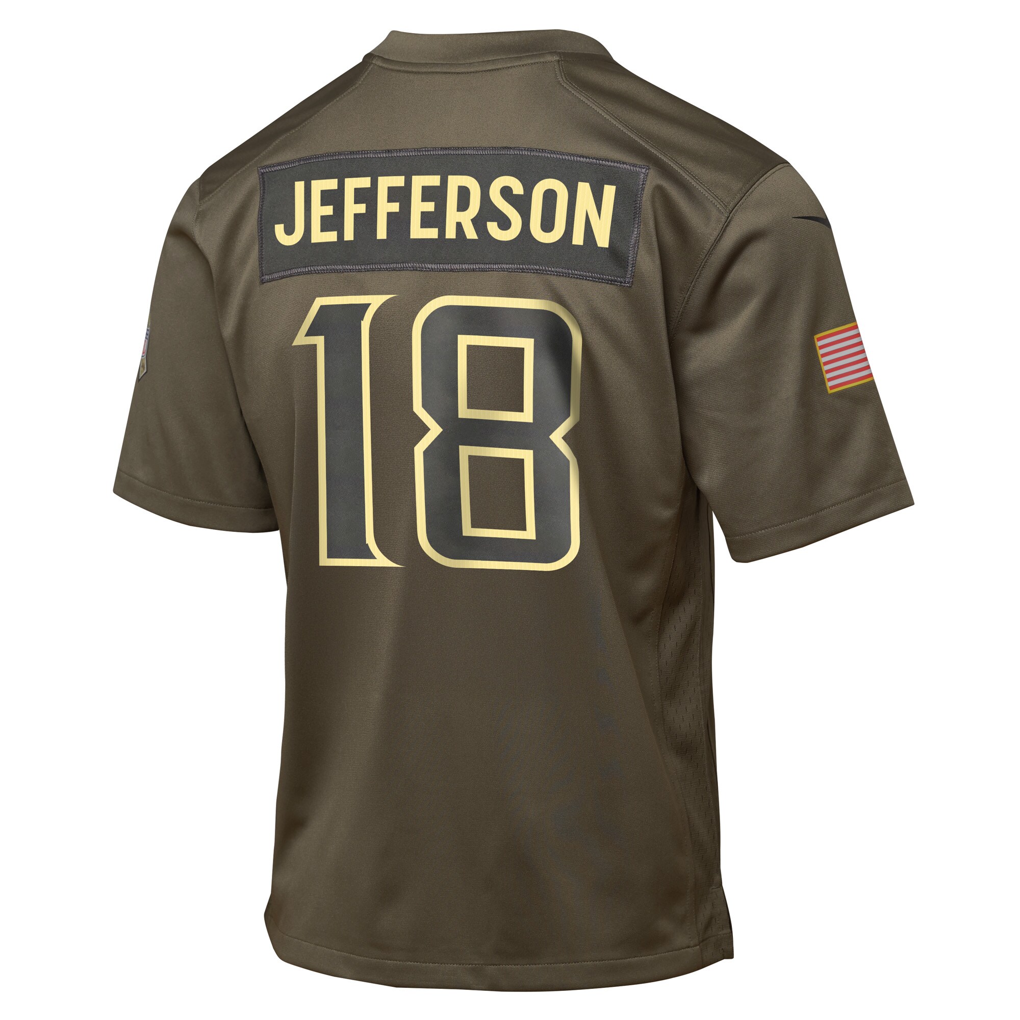 Justin Jefferson Minnesota Vikings Nike Youth 2025 Salute to Service Game Jersey – Olive Clowdercats