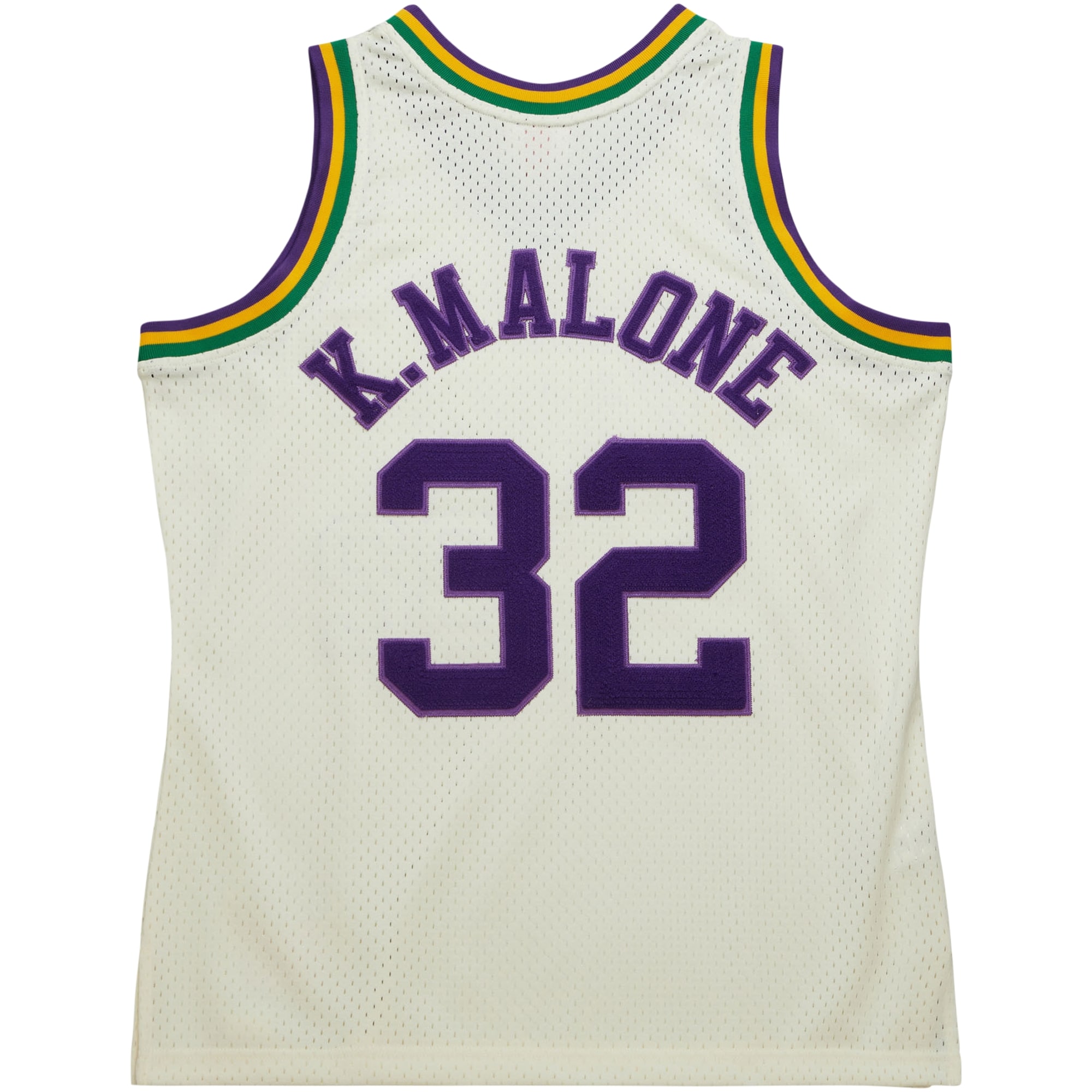 Karl Malone Utah Jazz Mitchell & Ness Chainstitch Swingman Jersey – Cream Clowdercats