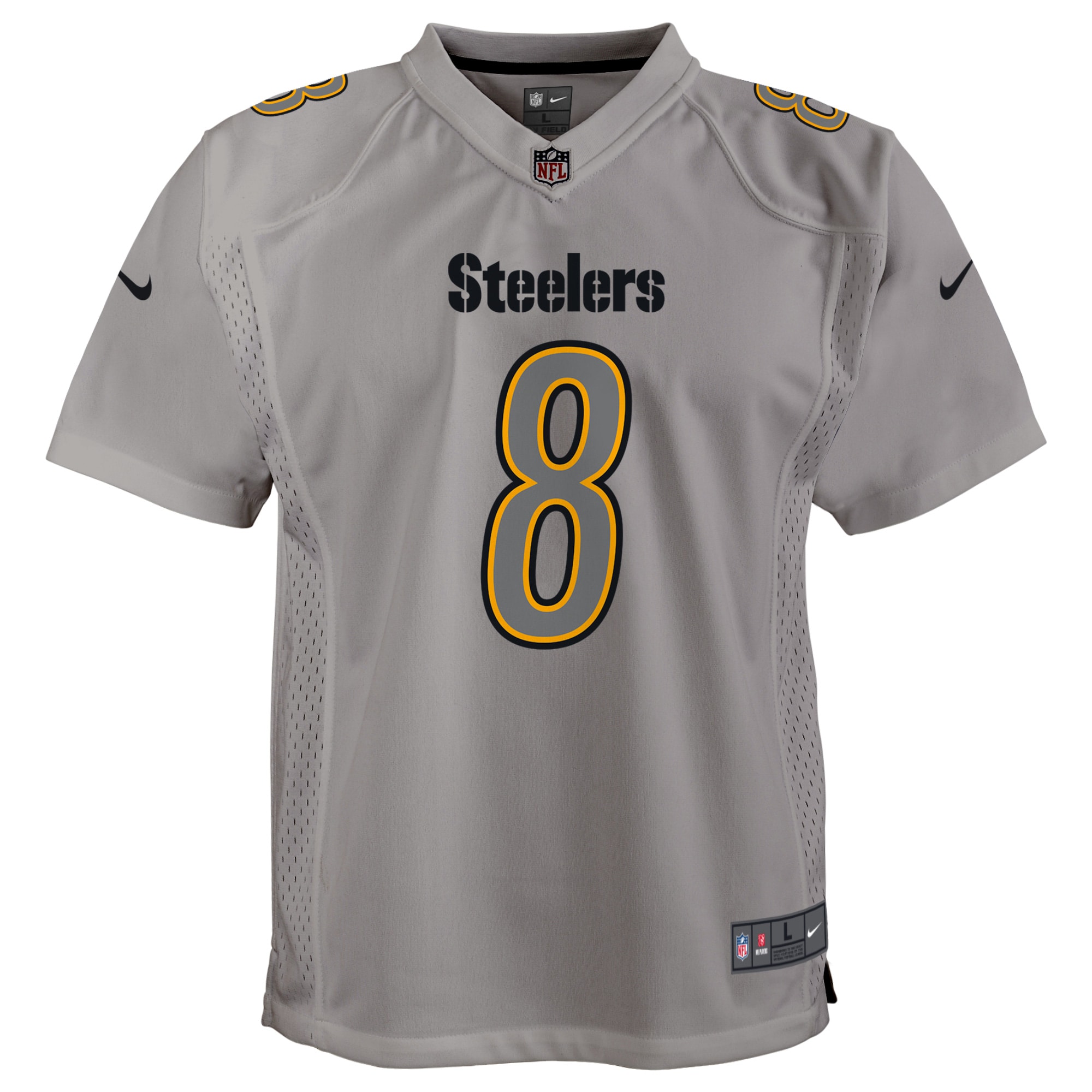 Kenny Pickett Pittsburgh Steelers Nike Youth Atmosphere Game Jersey – Gray Clowdercats