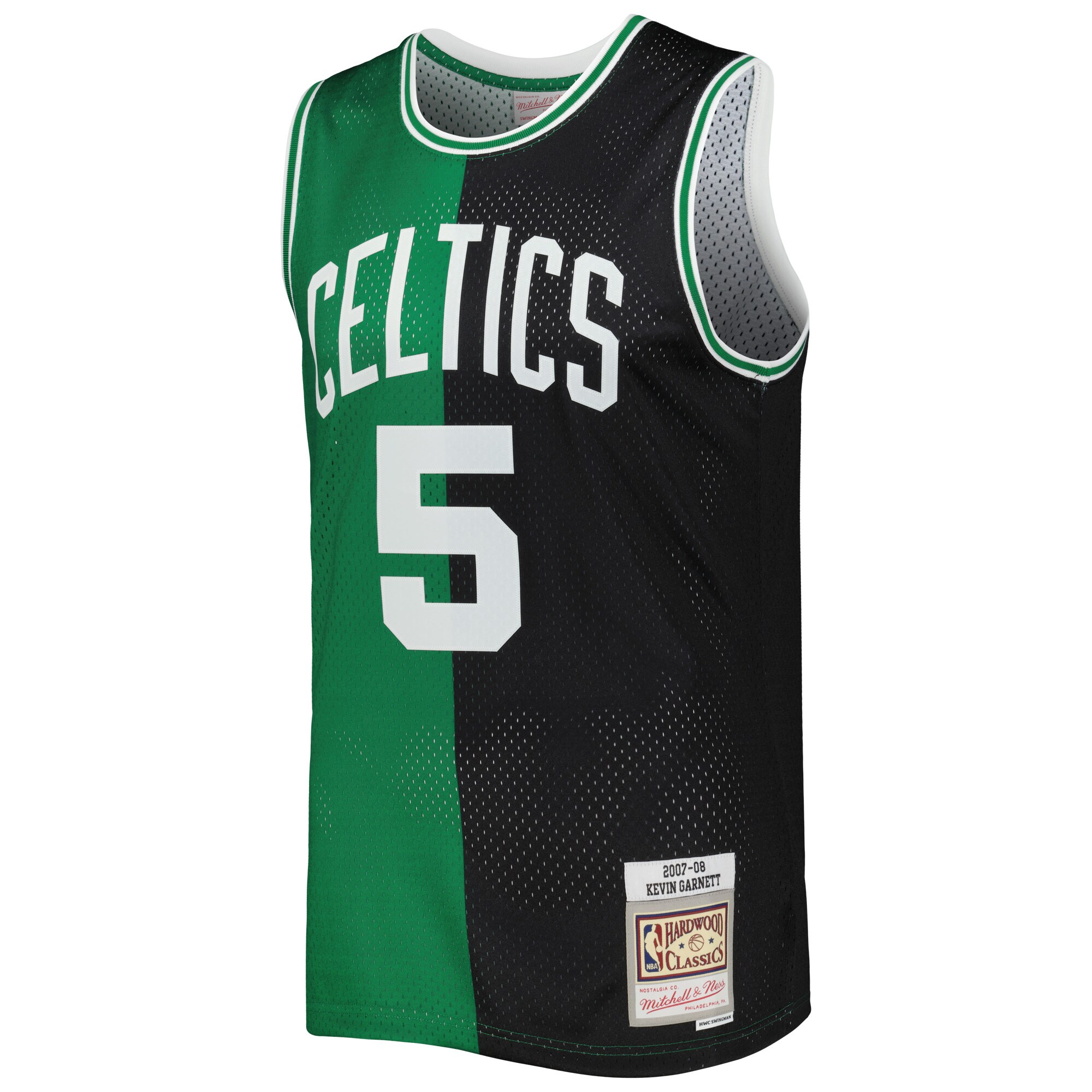 Kevin Garnett Boston Celtics Mitchell & Ness Hardwood Classics 2007/08 Split Swingman Jersey – Black/Kelly Green Clowdercats
