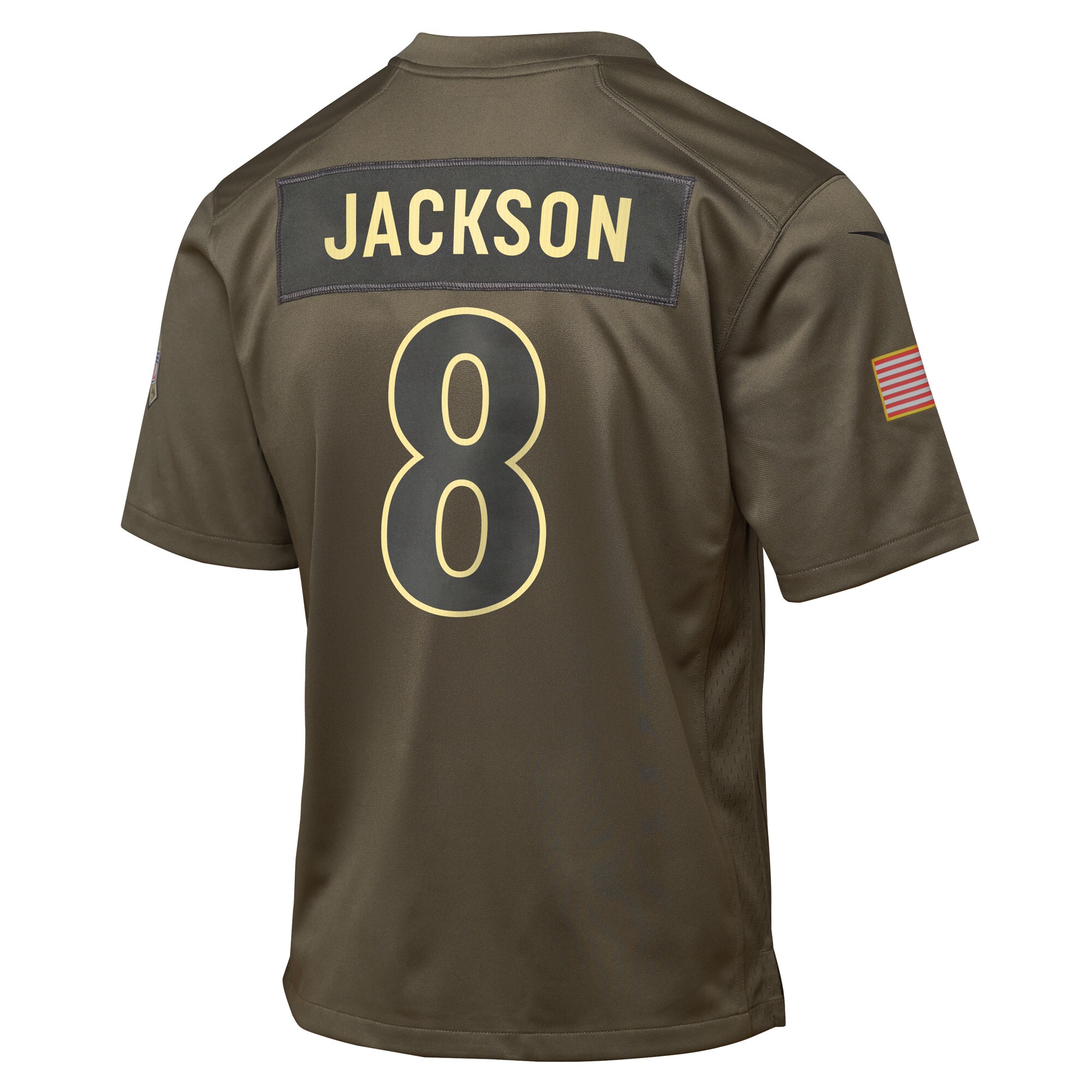 Lamar Jackson Baltimore Ravens Nike Youth 2025 Salute to Service Game Jersey – Olive Clowdercats