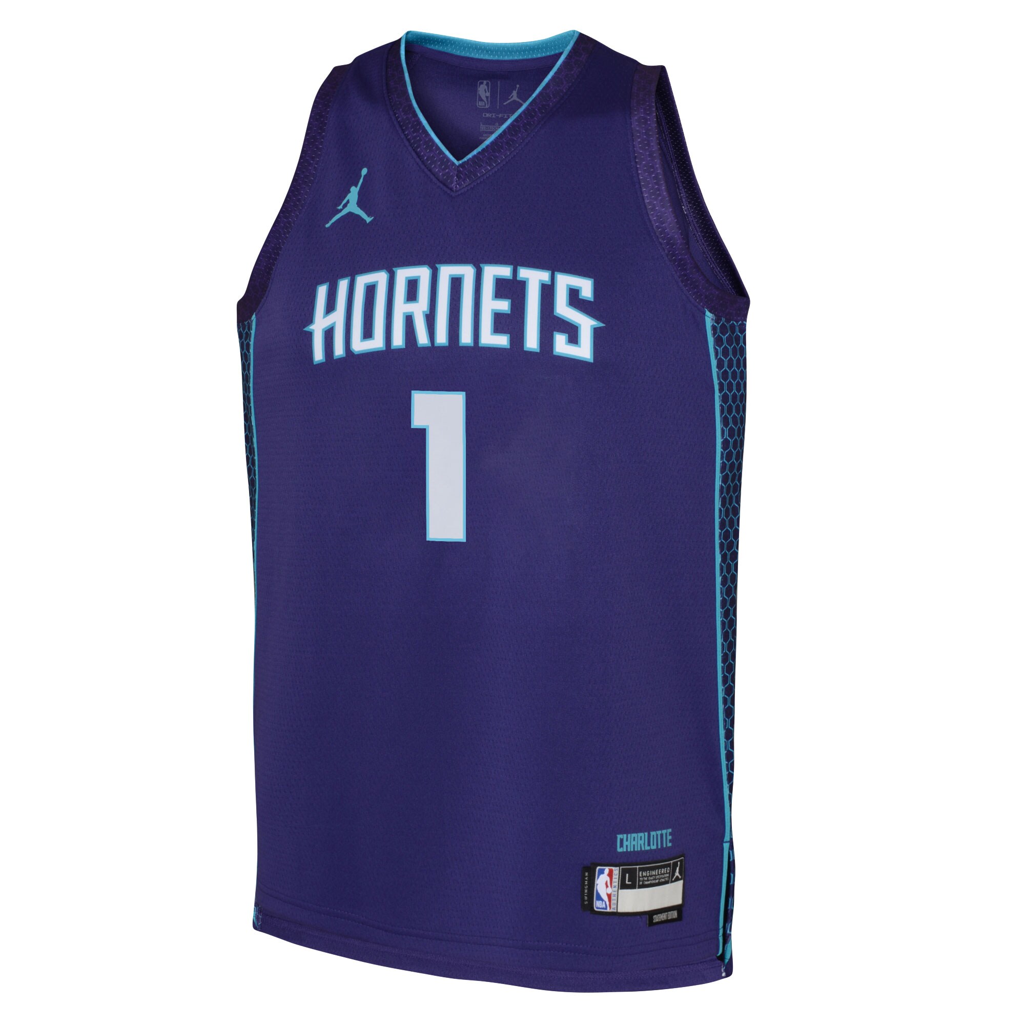 LaMelo Ball Charlotte Hornets Jordan Brand Youth Swingman Jersey – Statement Edition – Purple Clowdercats