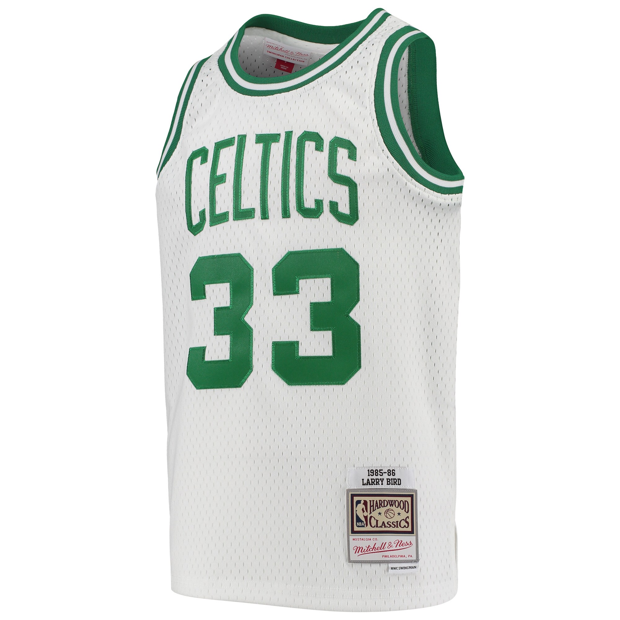 Larry Bird Boston Celtics Mitchell & Ness Youth 1985-86 Hardwood Classics Swingman Throwback Jersey – White Clowdercats