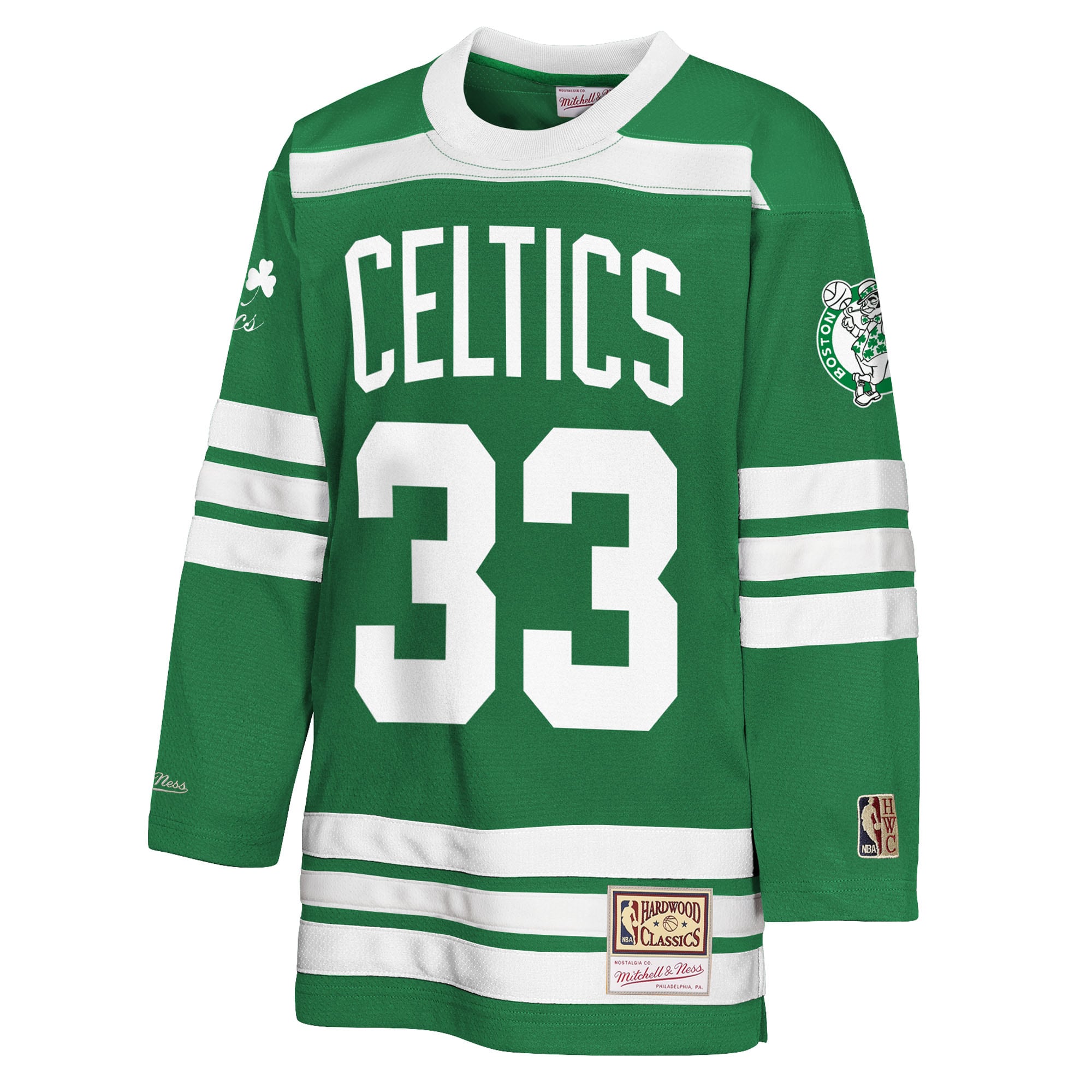 Larry Bird Boston Celtics Mitchell & Ness Youth Maxxed Out 2.0 Fashion Hockey Jersey – Kelly Green Clowdercats