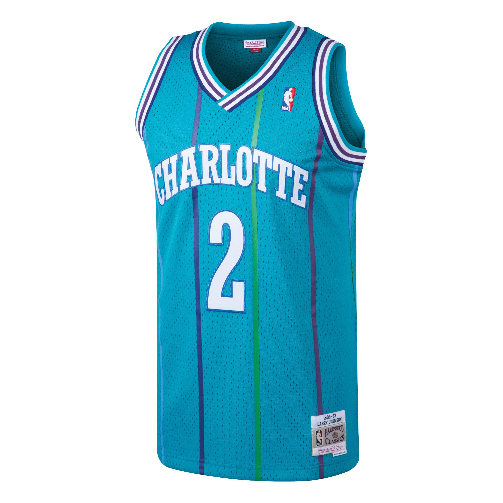 Larry Johnson Charlotte Hornets Mitchell & Ness 1992/93 Hardwood Classics Swingman Jersey – Teal Clowdercats