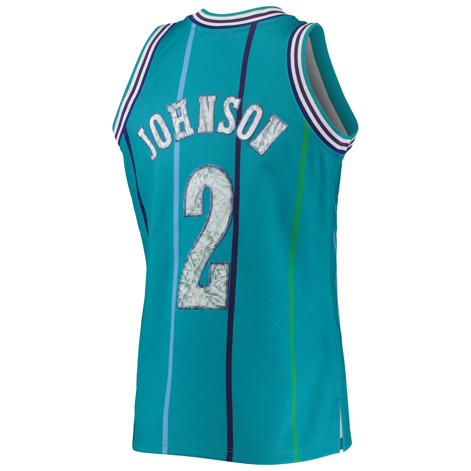 Larry Johnson Charlotte Hornets Mitchell & Ness 1996/97 Hardwood Classics NBA 75th Anniversary Diamond Swingman Jersey – Teal Clowdercats
