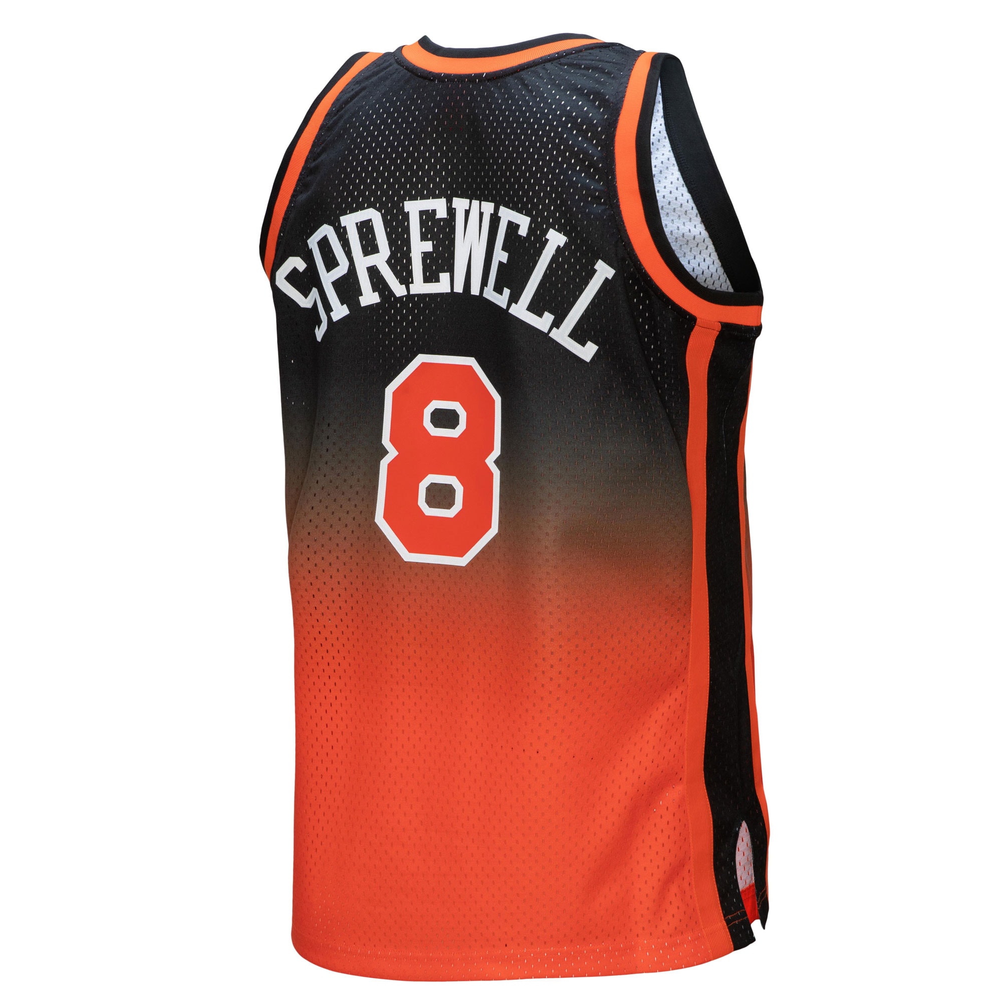 Latrell Sprewell New York Knicks Mitchell & Ness 1998/99 Hardwood Classics Fadeaway Swingman Player Jersey – Orange/Black Clowdercats