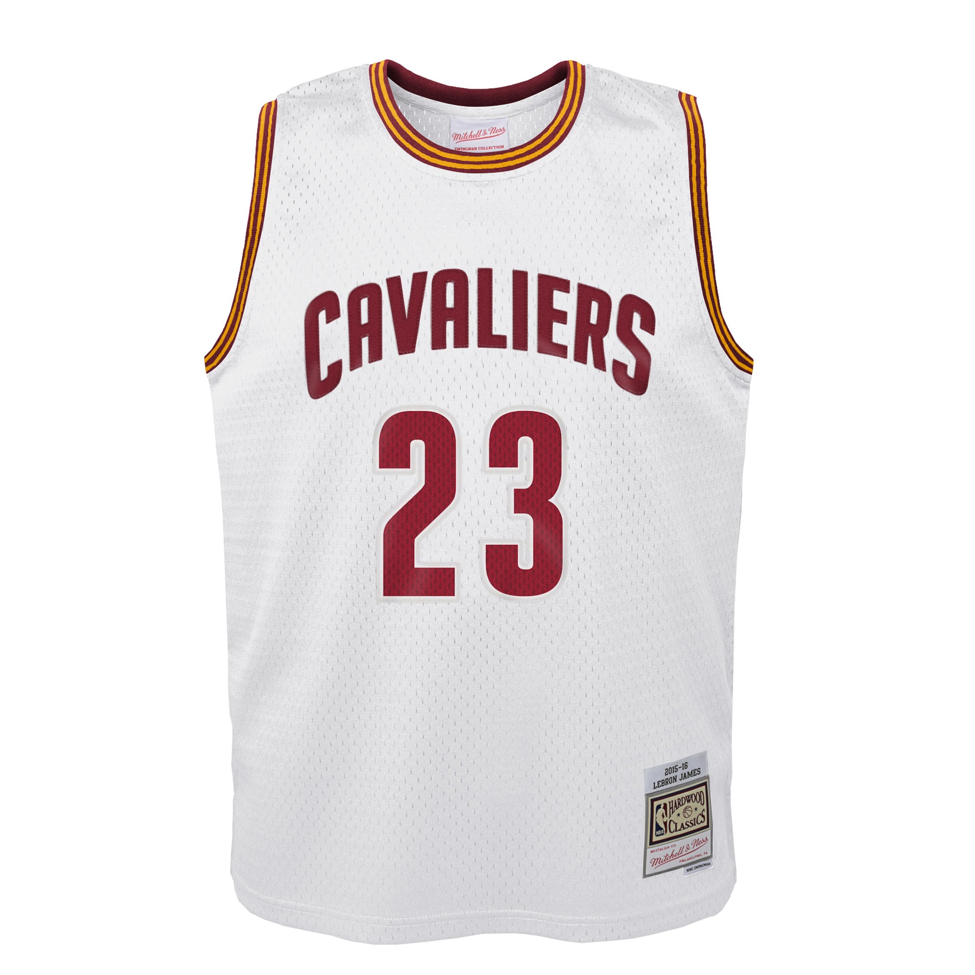 LeBron James Cleveland Cavaliers Mitchell & Ness Youth 2015-16 Hardwood Classics Swingman Throwback Home Jersey – White Clowdercats