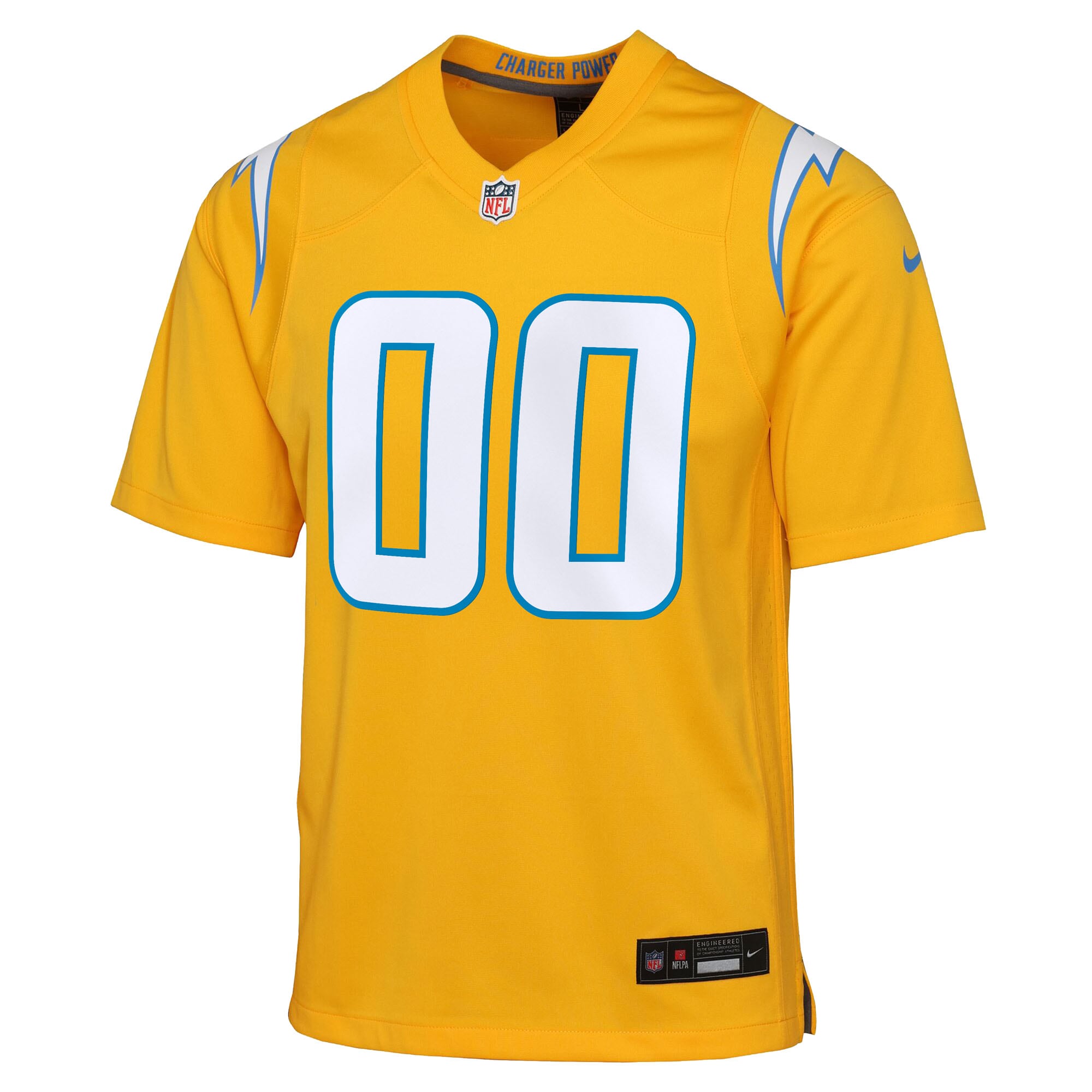 Los Angeles Chargers Nike Youth Alternate Charger Power Game Custom Jersey – Gold Clowdercats