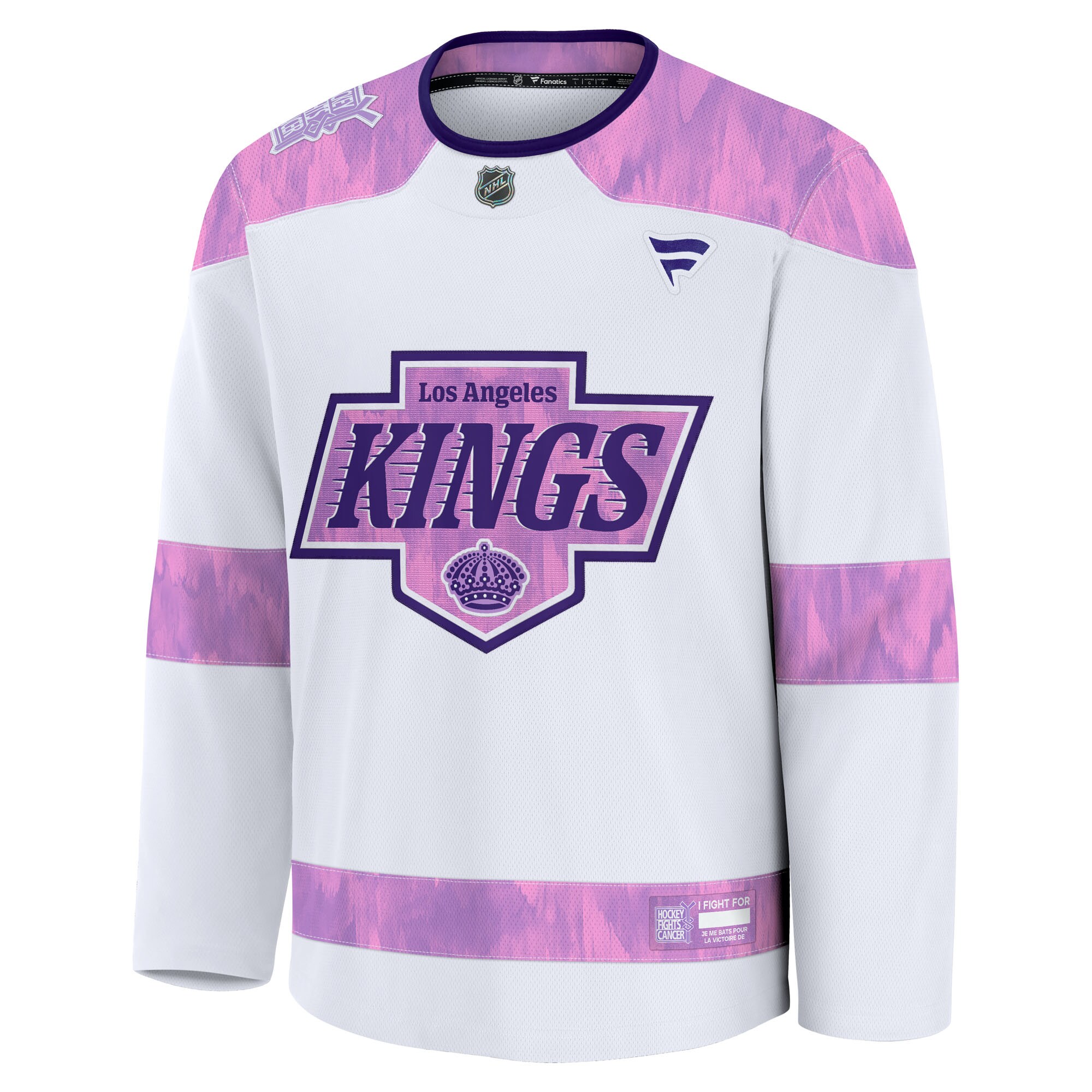 Los Angeles Kings Fanatics Hockey Fights Cancer Practice Jersey – White Clowdercats