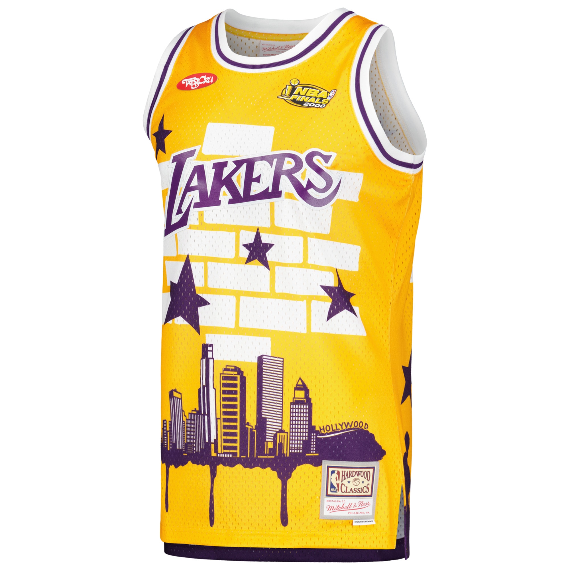 Los Angeles Lakers Mitchell & Ness x Tats Cru Hardwood Classics Fashion Jersey – Gold Clowdercats