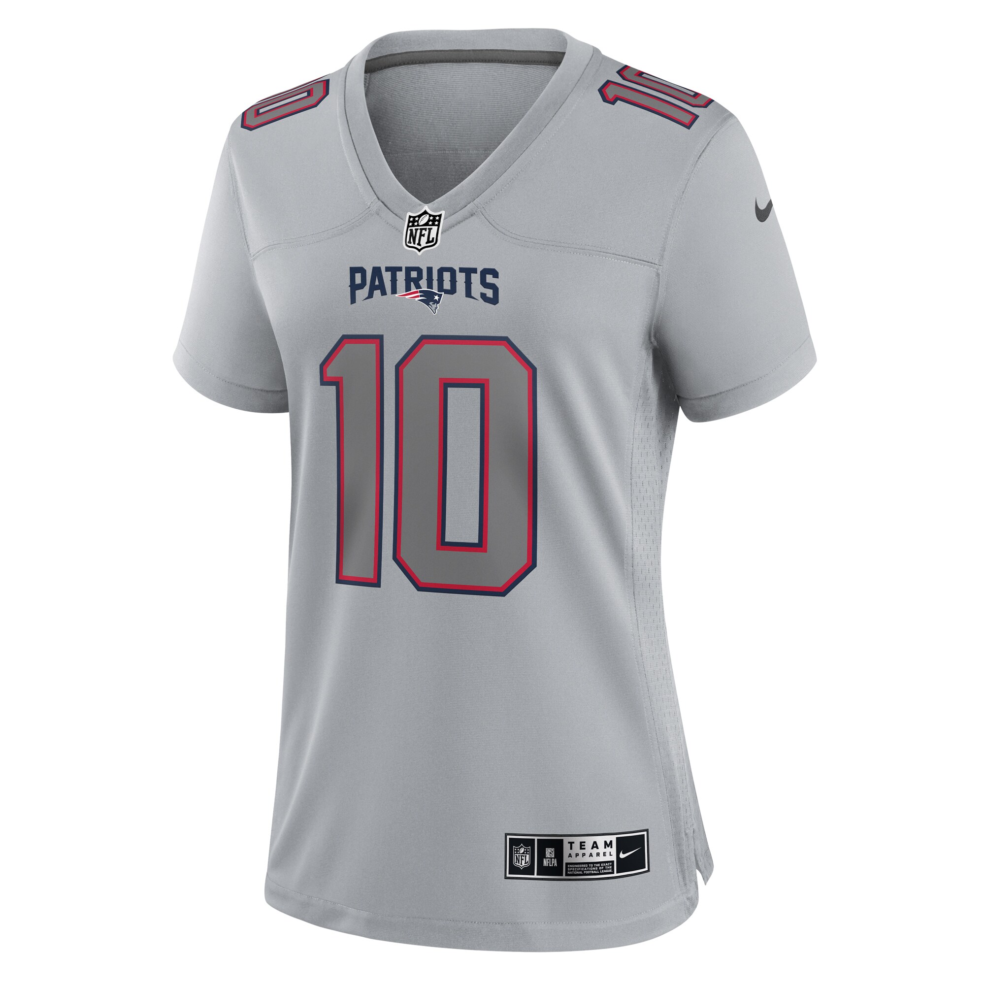 Mac Jones New England Patriots Nike Women’s Atmosphere Fashion Game Jersey – Gray Clowdercats
